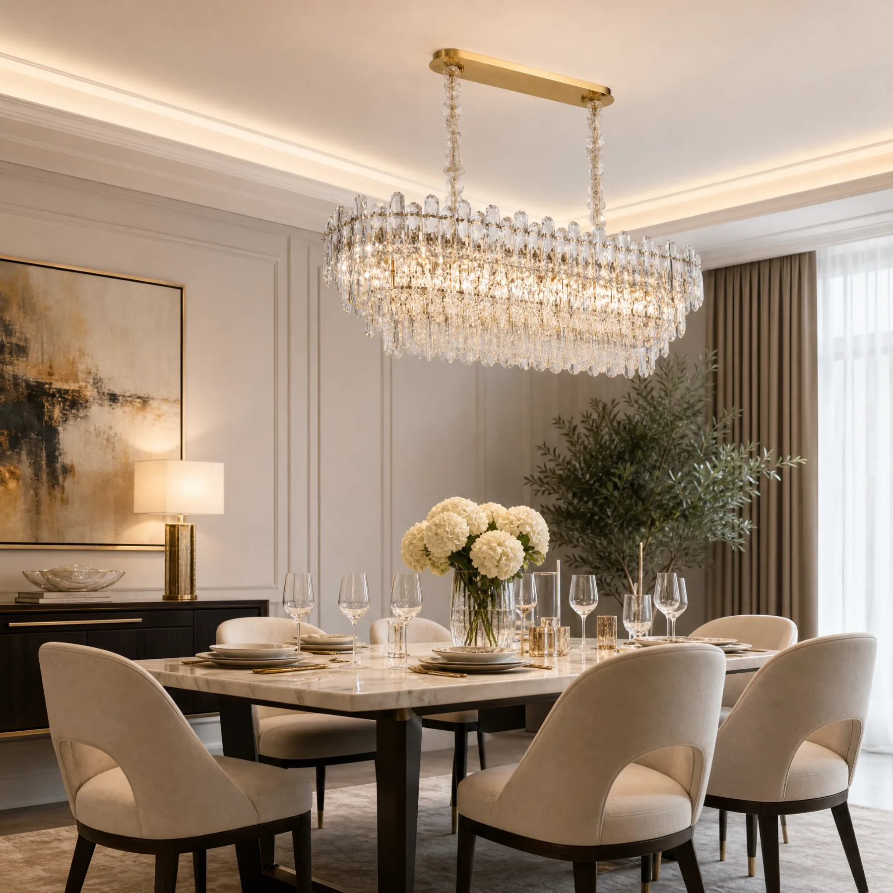 Gilded Crystal Linear Chandelier image 2