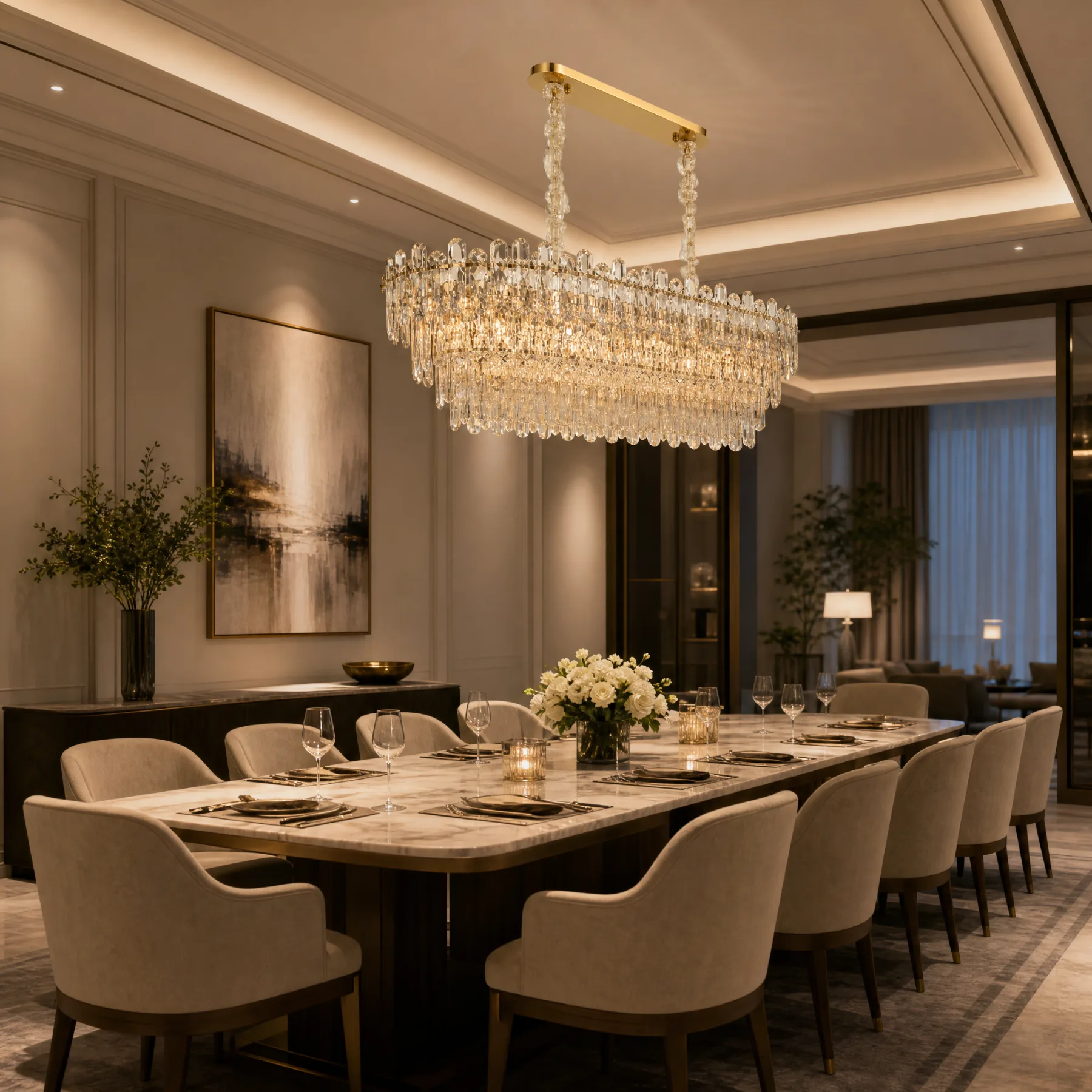 Gilded Crystal Linear Chandelier image 6