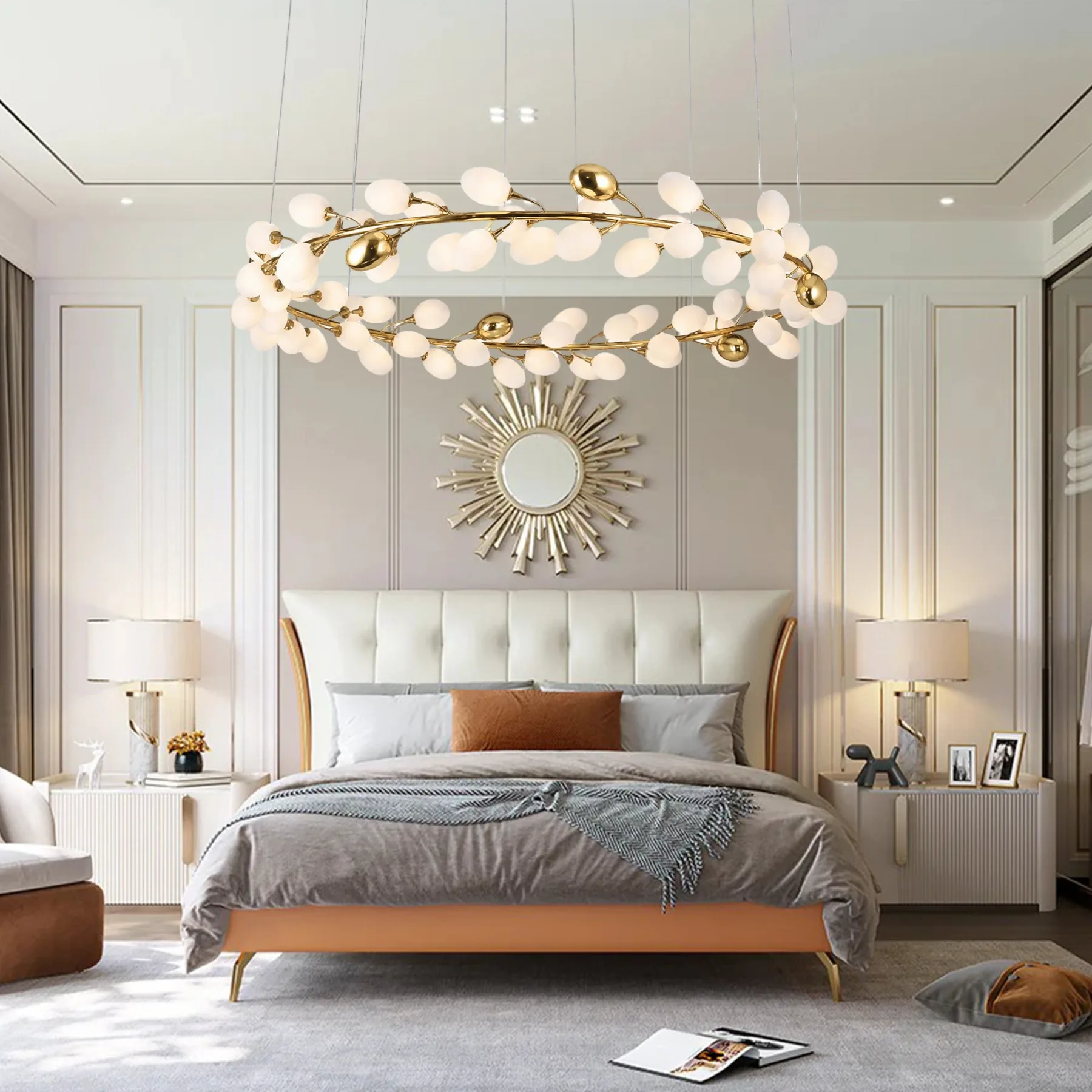 Gilded Branch Glass Chandelier image 5