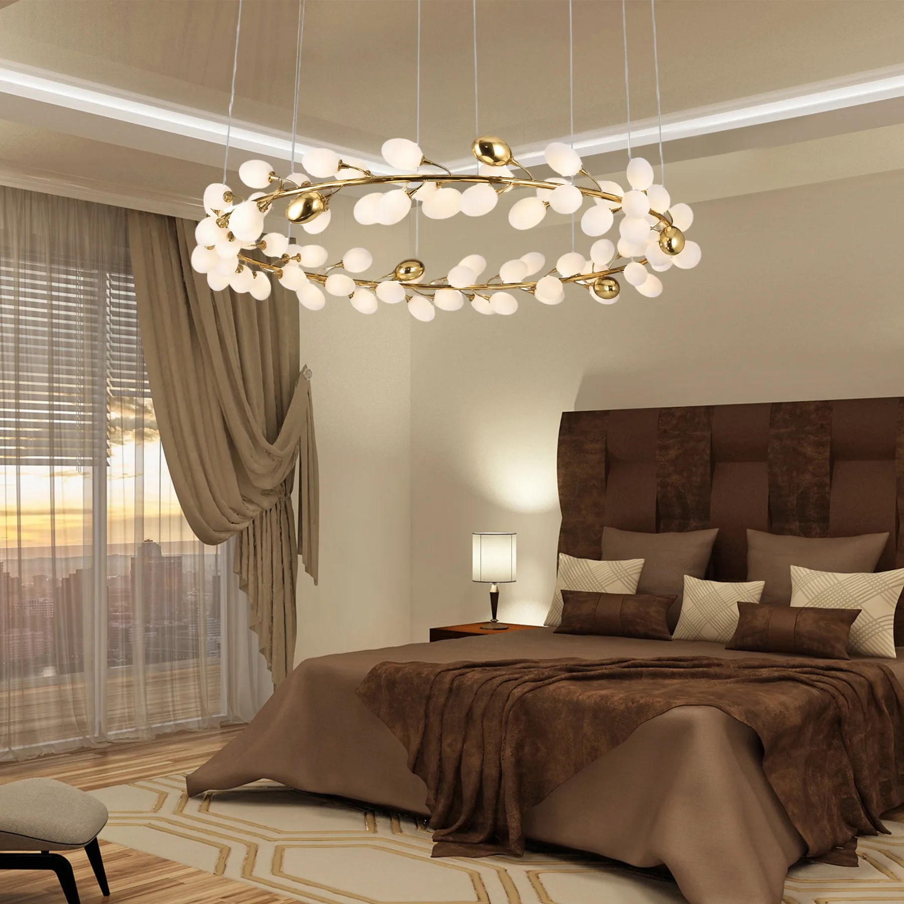 Gilded Branch Glass Chandelier image 6