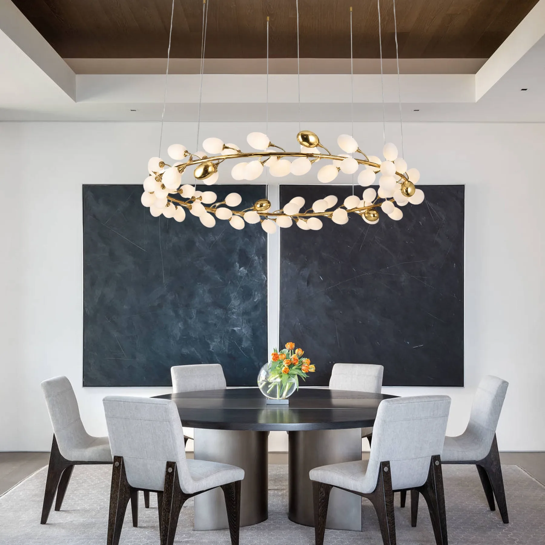 Gilded Branch Glass Chandelier image 2
