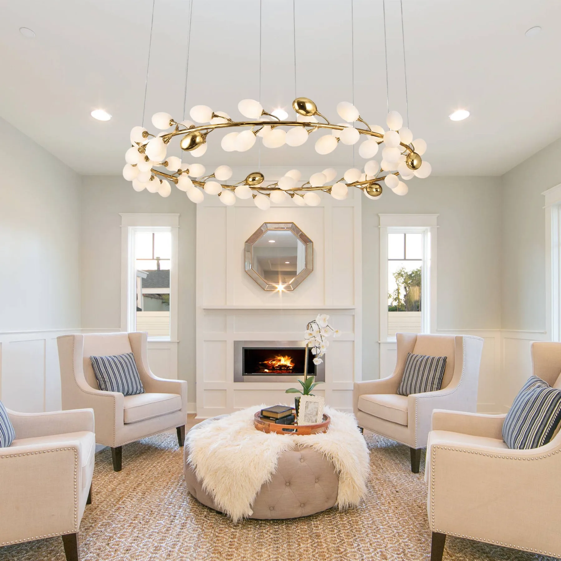 Gilded Branch Glass Chandelier image 4