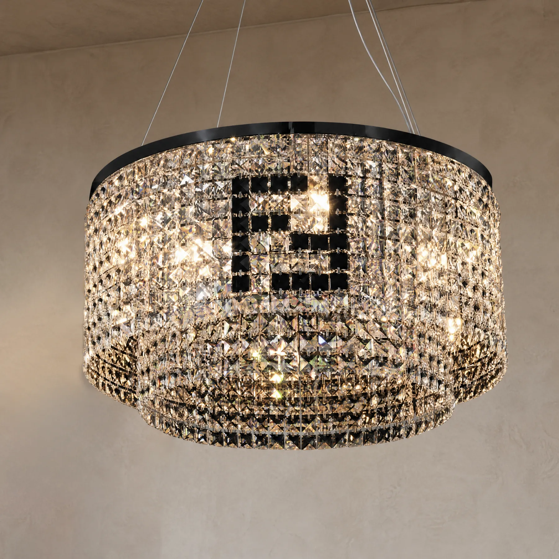 Luminous Crystal Drum Chandelier custom chandeliers
