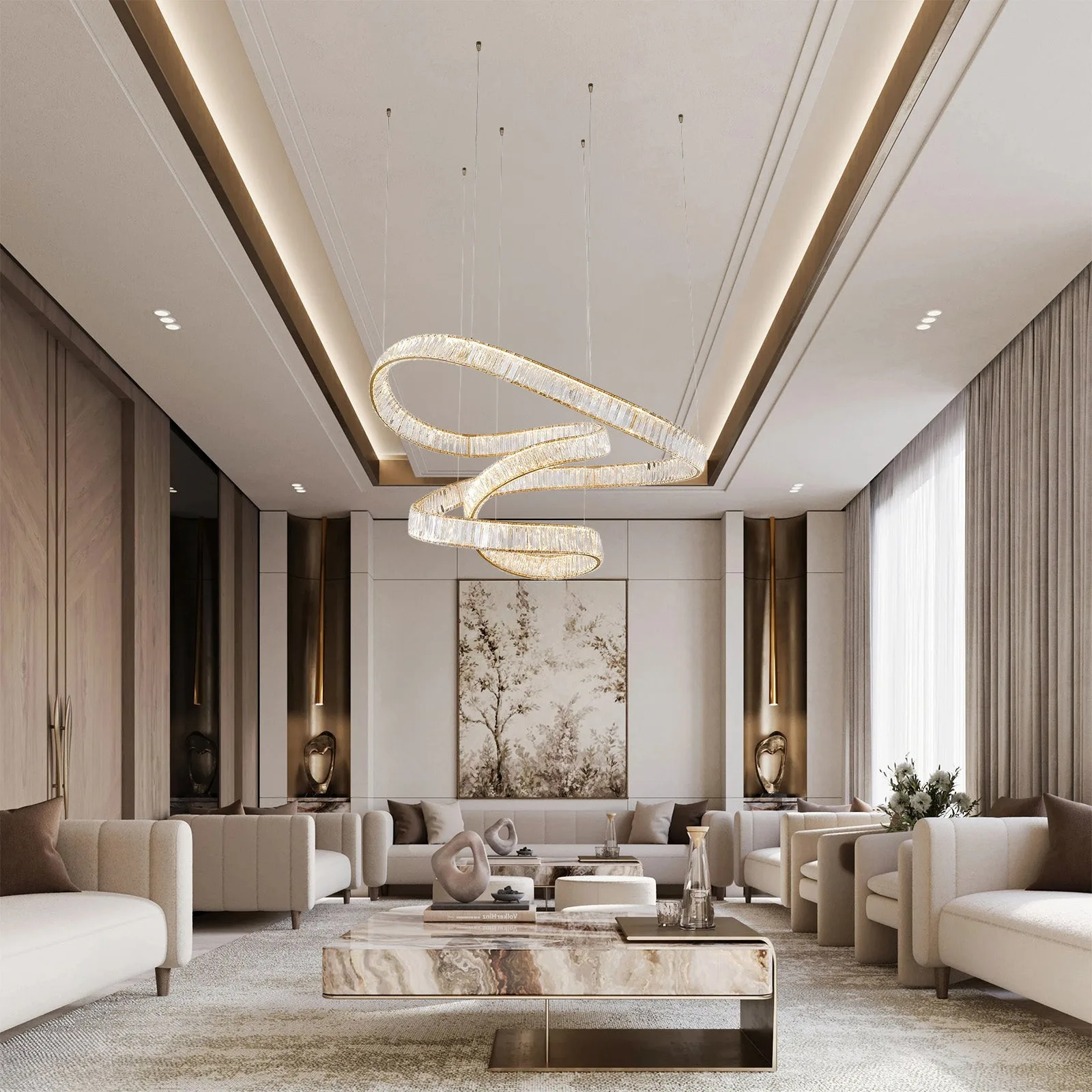 Luminous Crystal Spiral Chandelier image 6