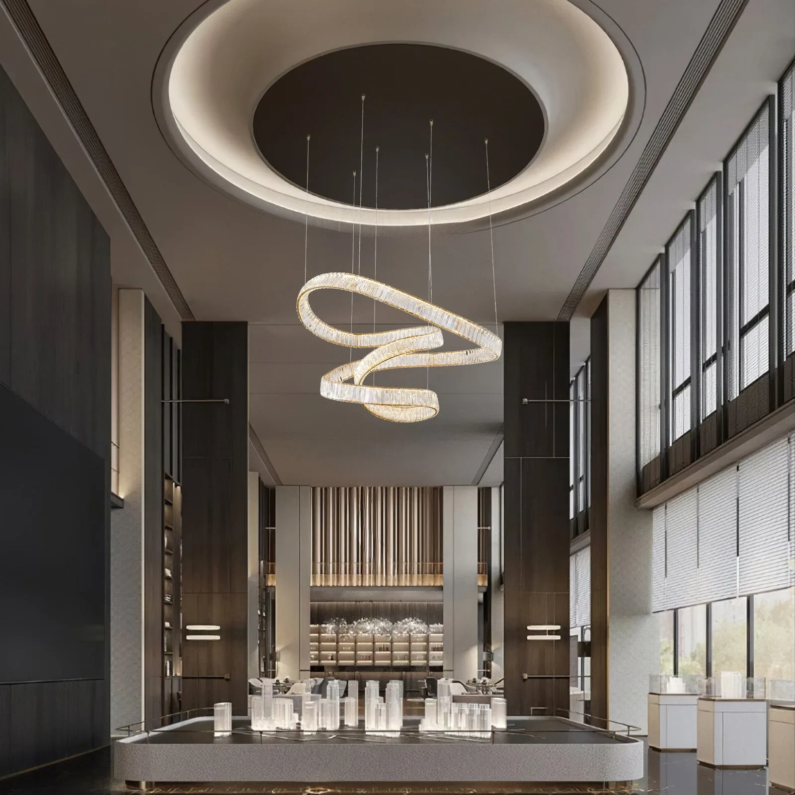 Luminous Crystal Spiral Chandelier image 4