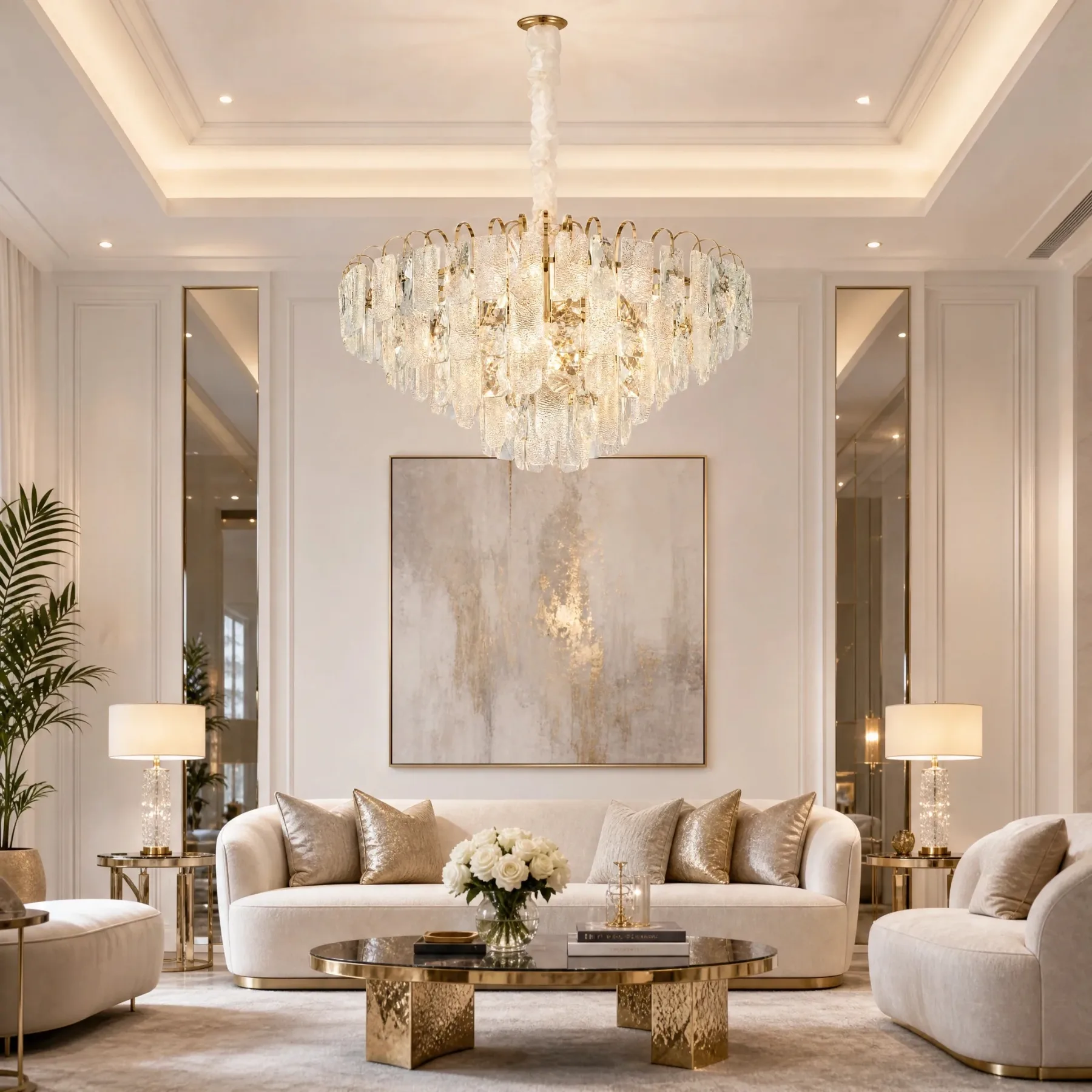Gilded Crystal Tiered Chandelier custom chandeliers