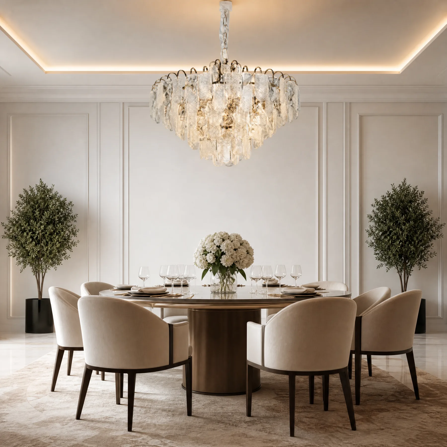 Luminous Crystal Cascade Chandelier custom chandeliers