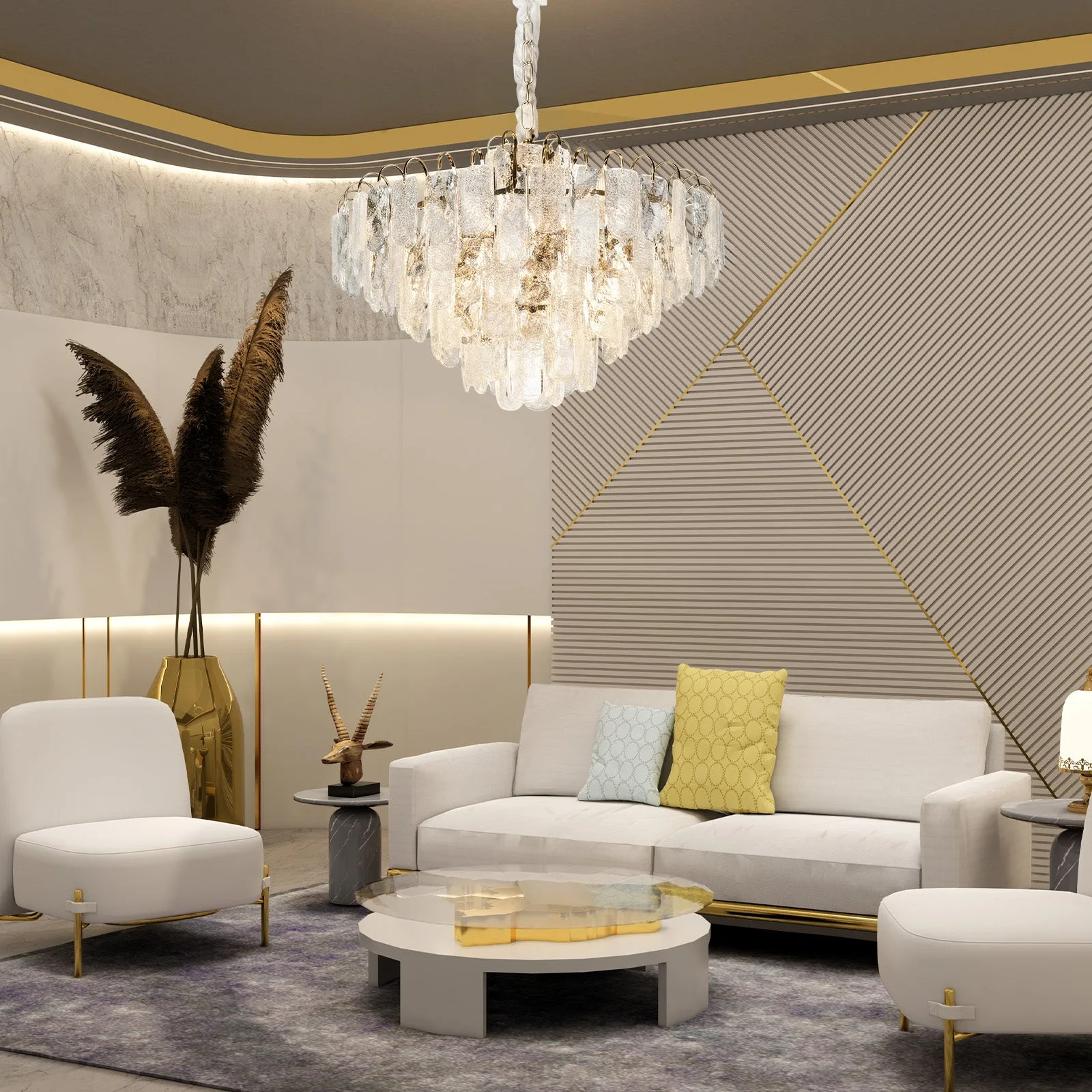 Luminous Crystal Cascade Chandelier image 7