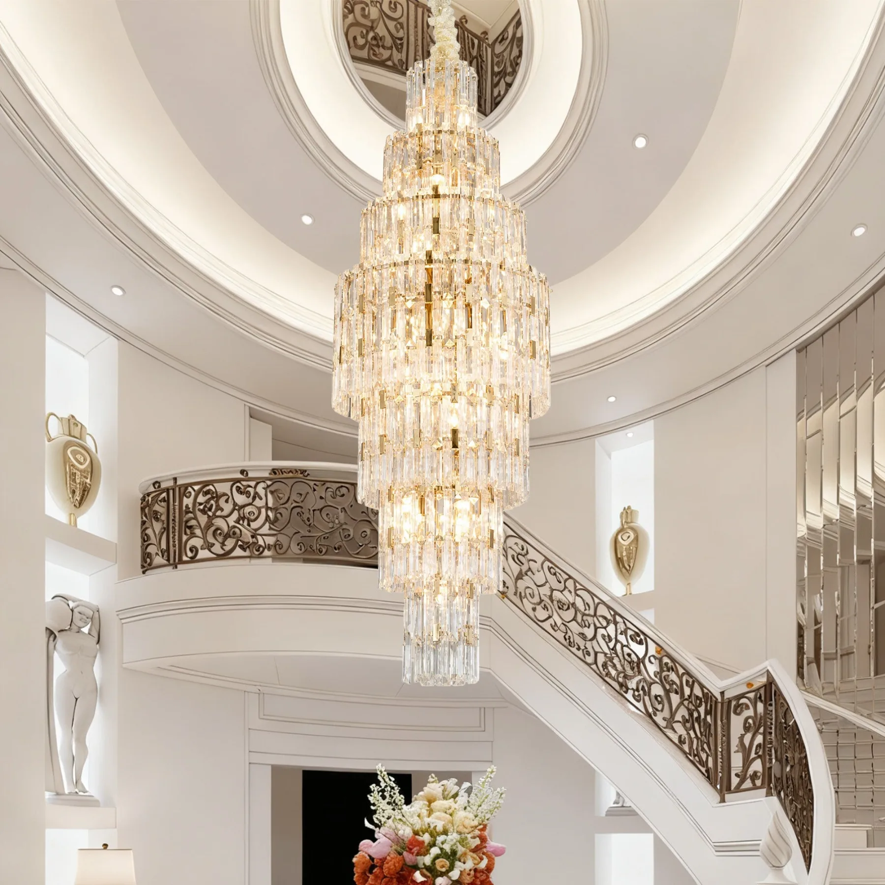 Gilded Crystal Cascade Chandelier image 2