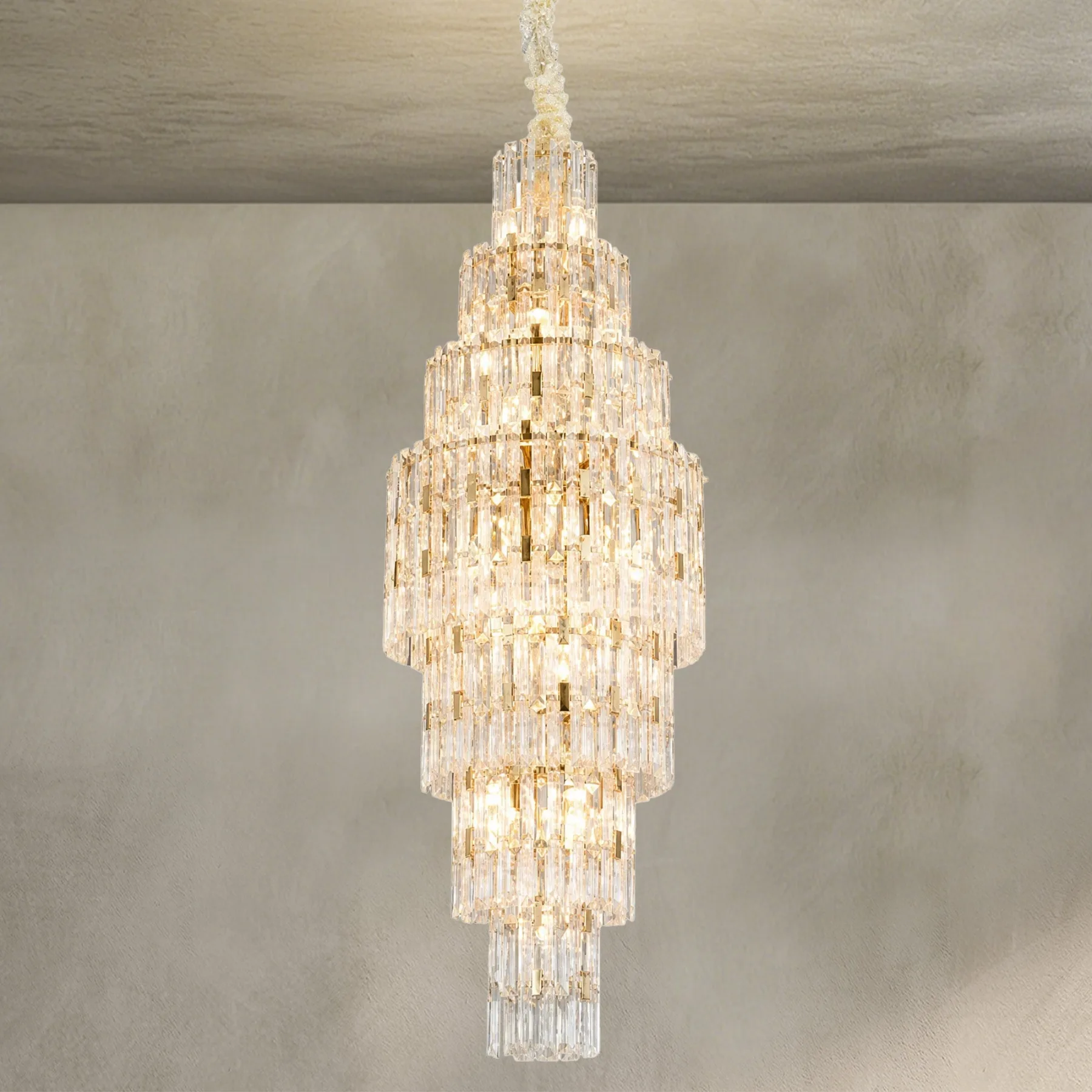 Gilded Crystal Cascade Chandelier custom chandeliers