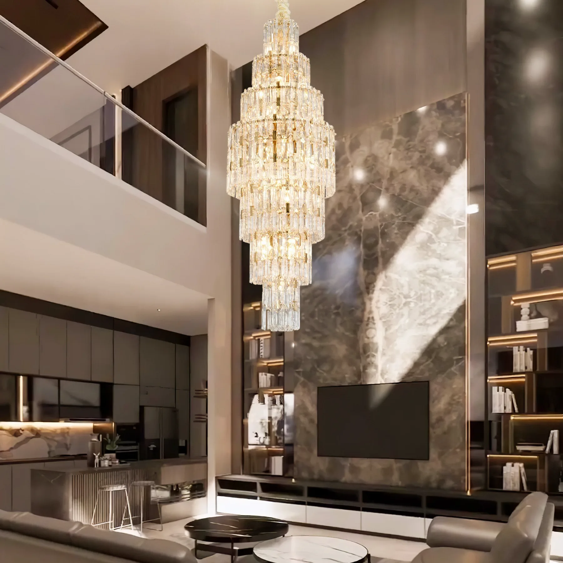 Gilded Crystal Cascade Chandelier image 6