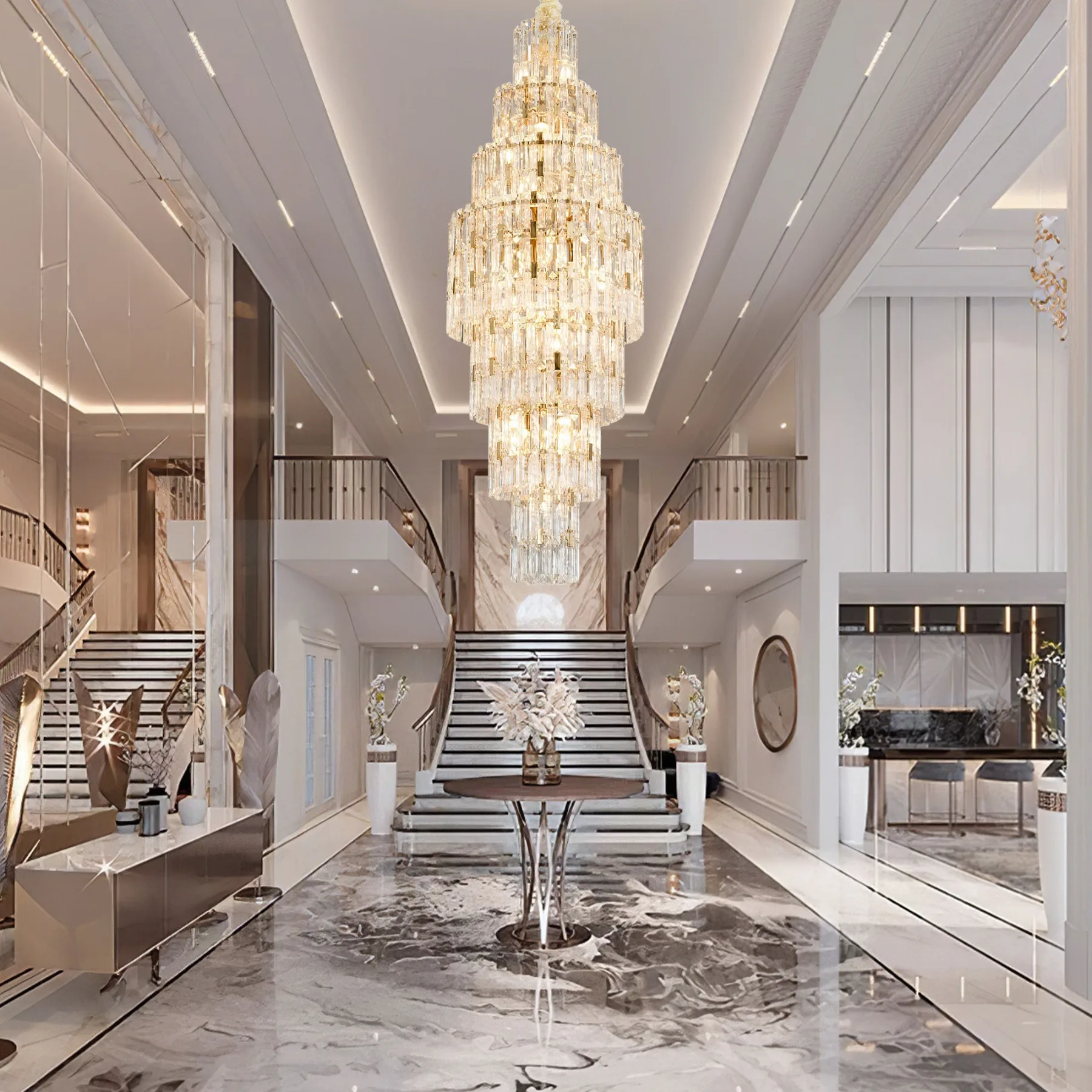 Gilded Crystal Cascade Chandelier image 5