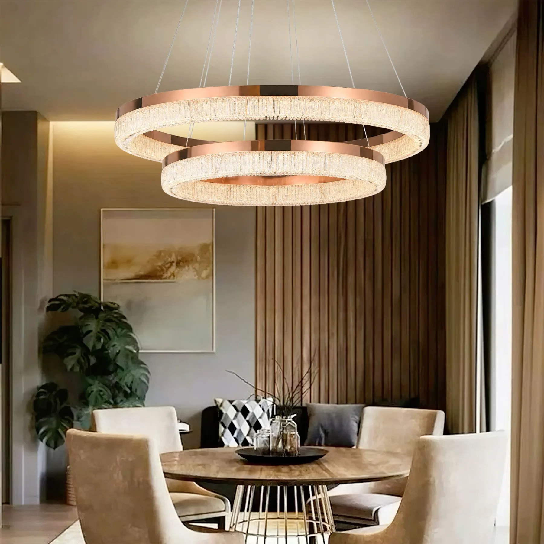 Gilded Crystal Ring Chandelier image 5