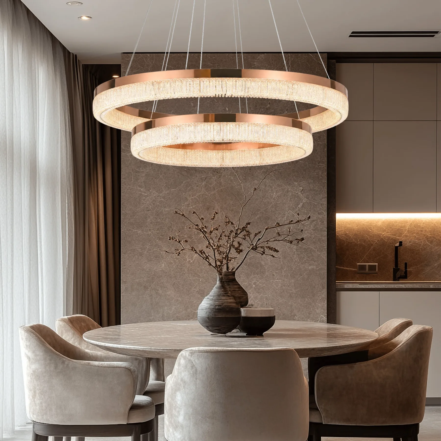 Gilded Crystal Ring Chandelier image 4