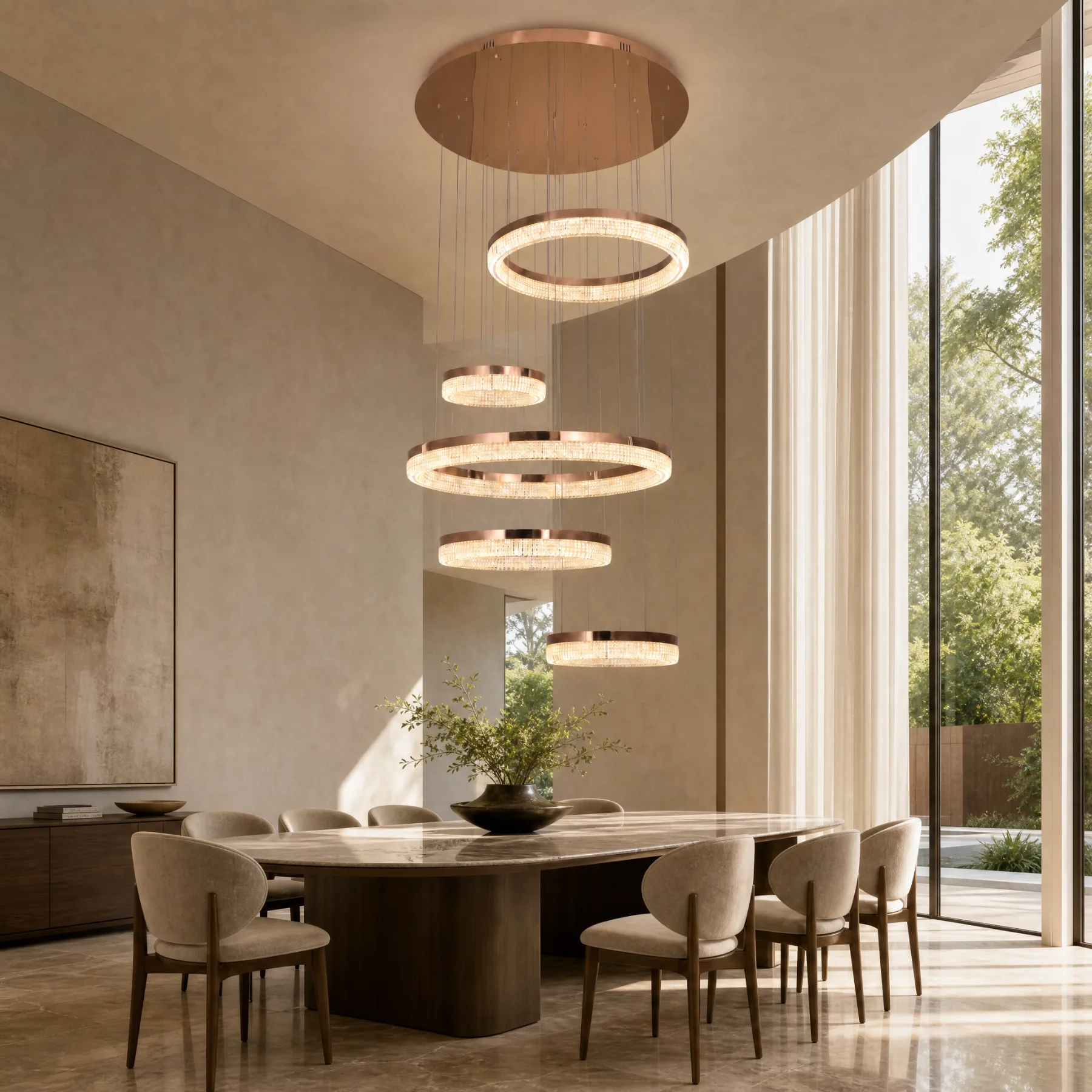 Luminous Rose Gold Ring Chandelier image 6