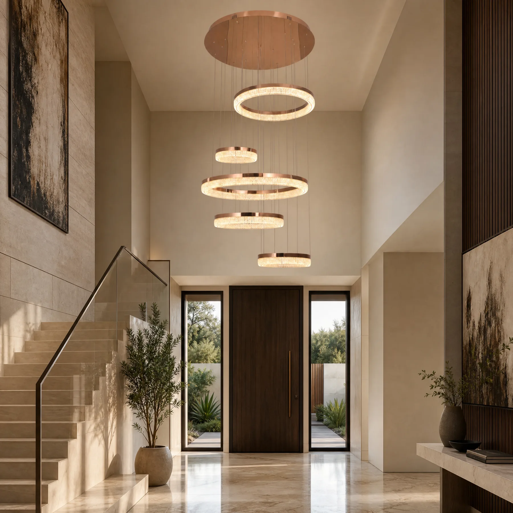Luminous Rose Gold Ring Chandelier image 2