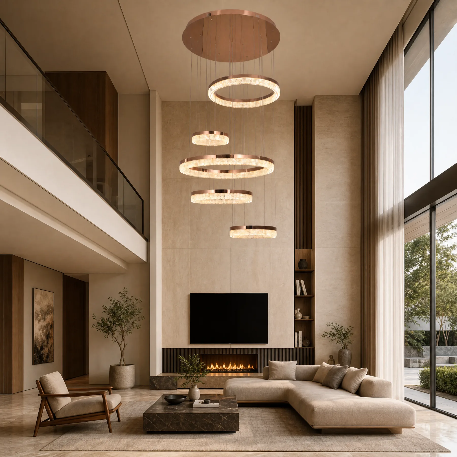 Luminous Rose Gold Ring Chandelier image 4