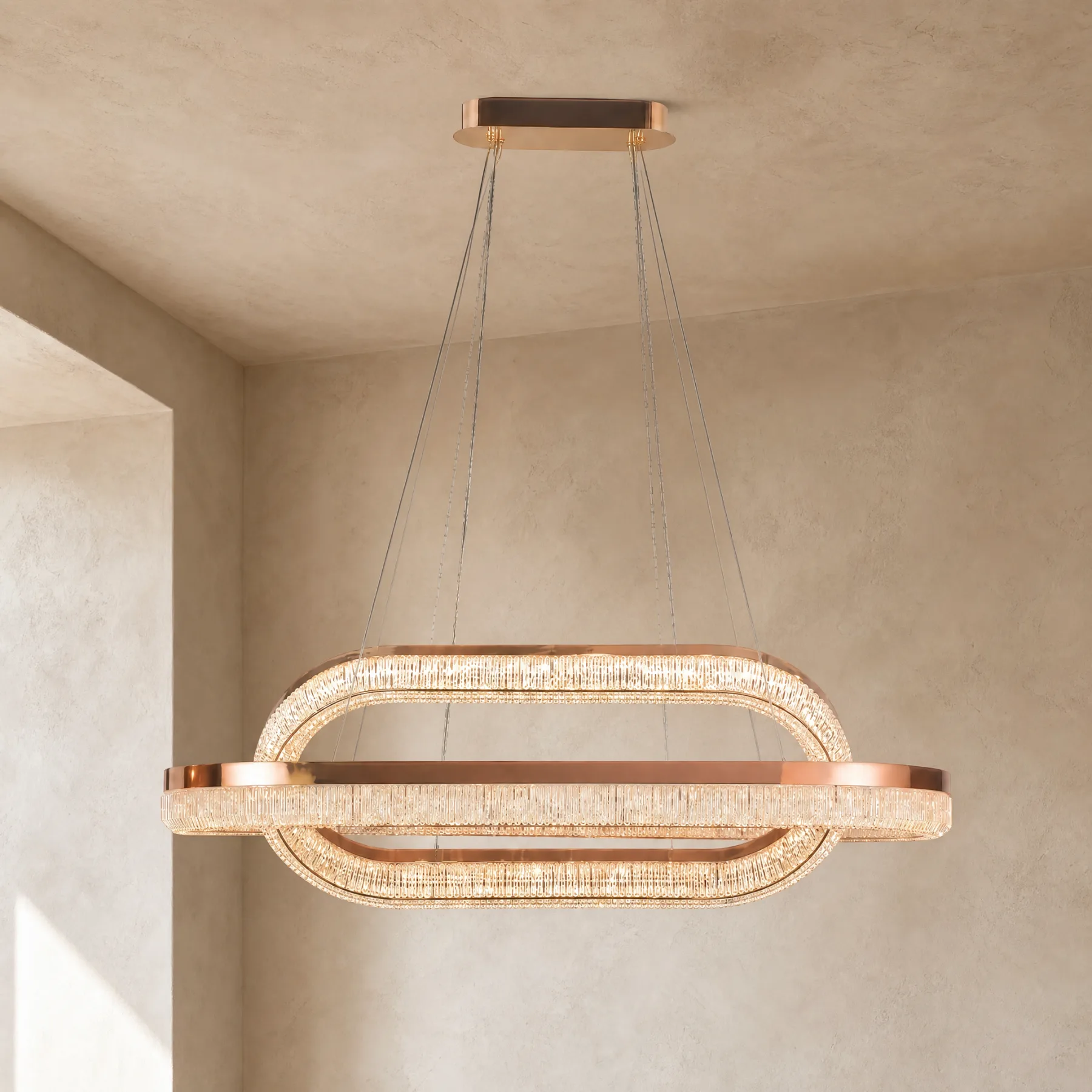 Luminous Crystal Oval Chandelier custom chandeliers