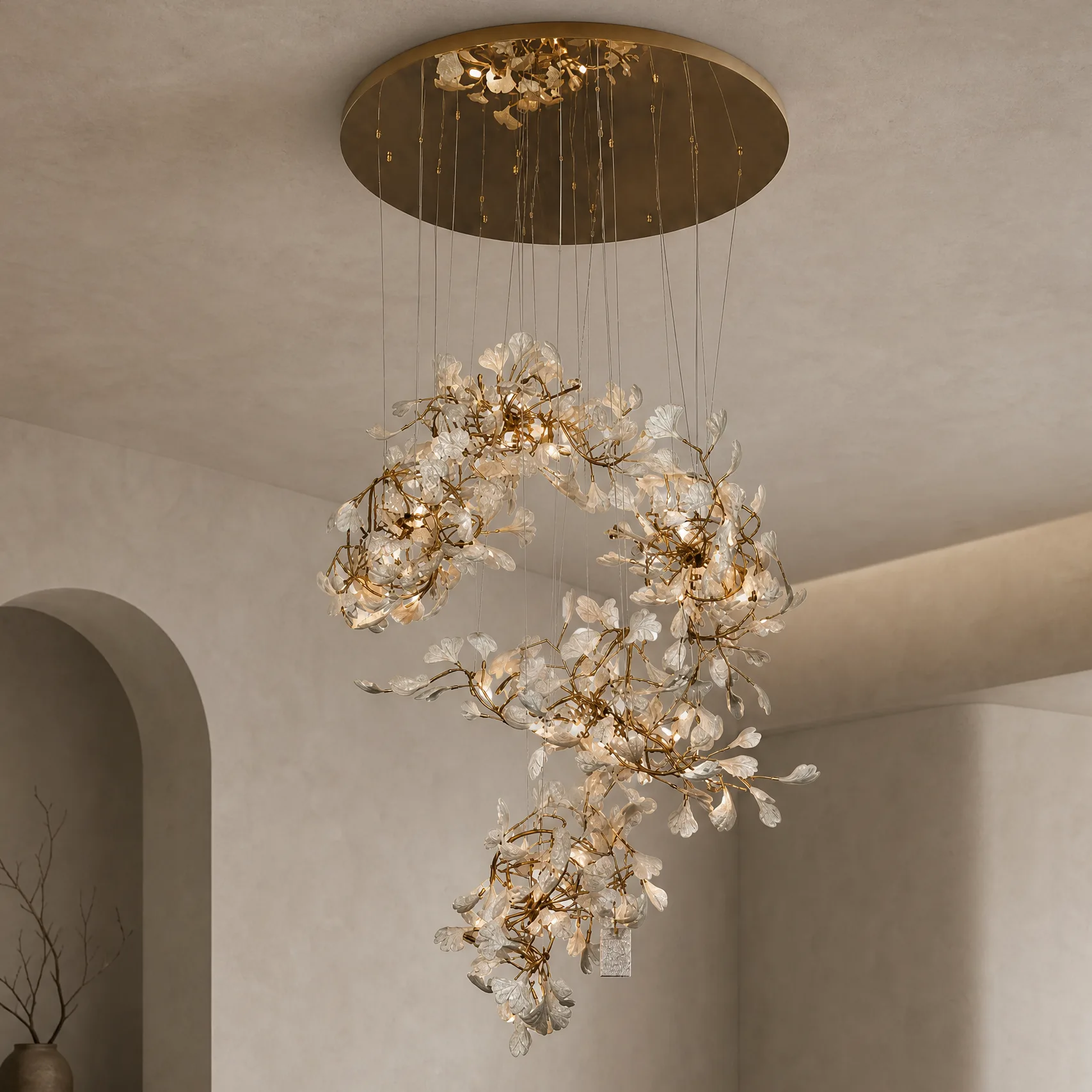 Gilded Crystal Vine Chandelier custom chandeliers