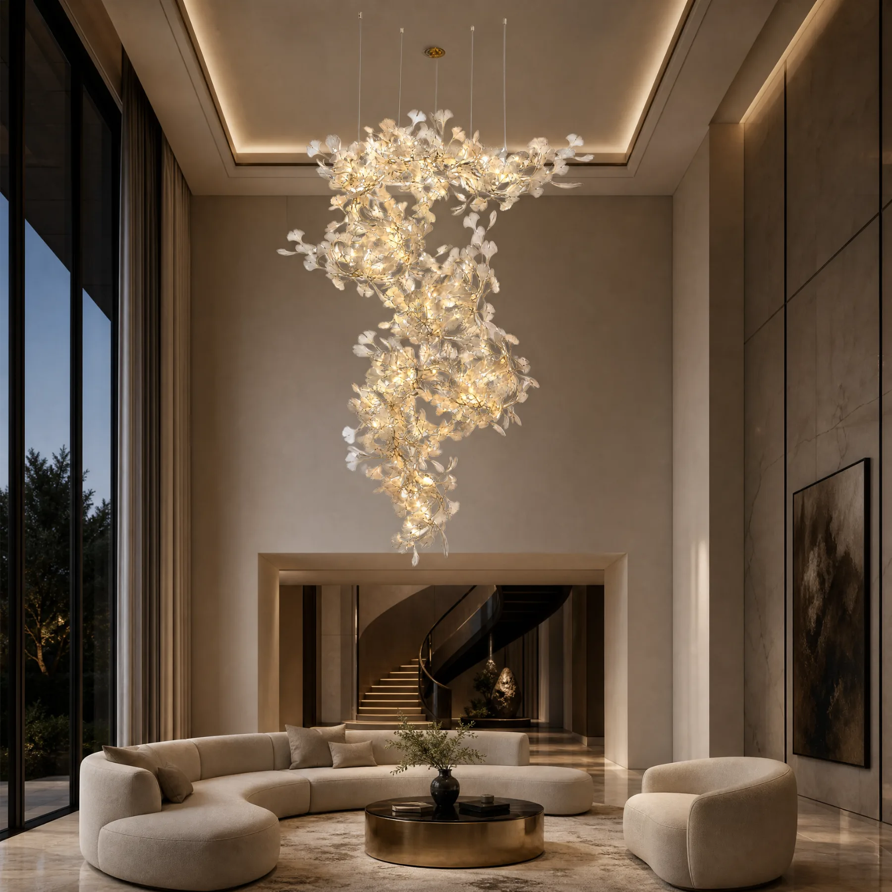 Ethereal Gold Leaf Cascade Chandelier image 2