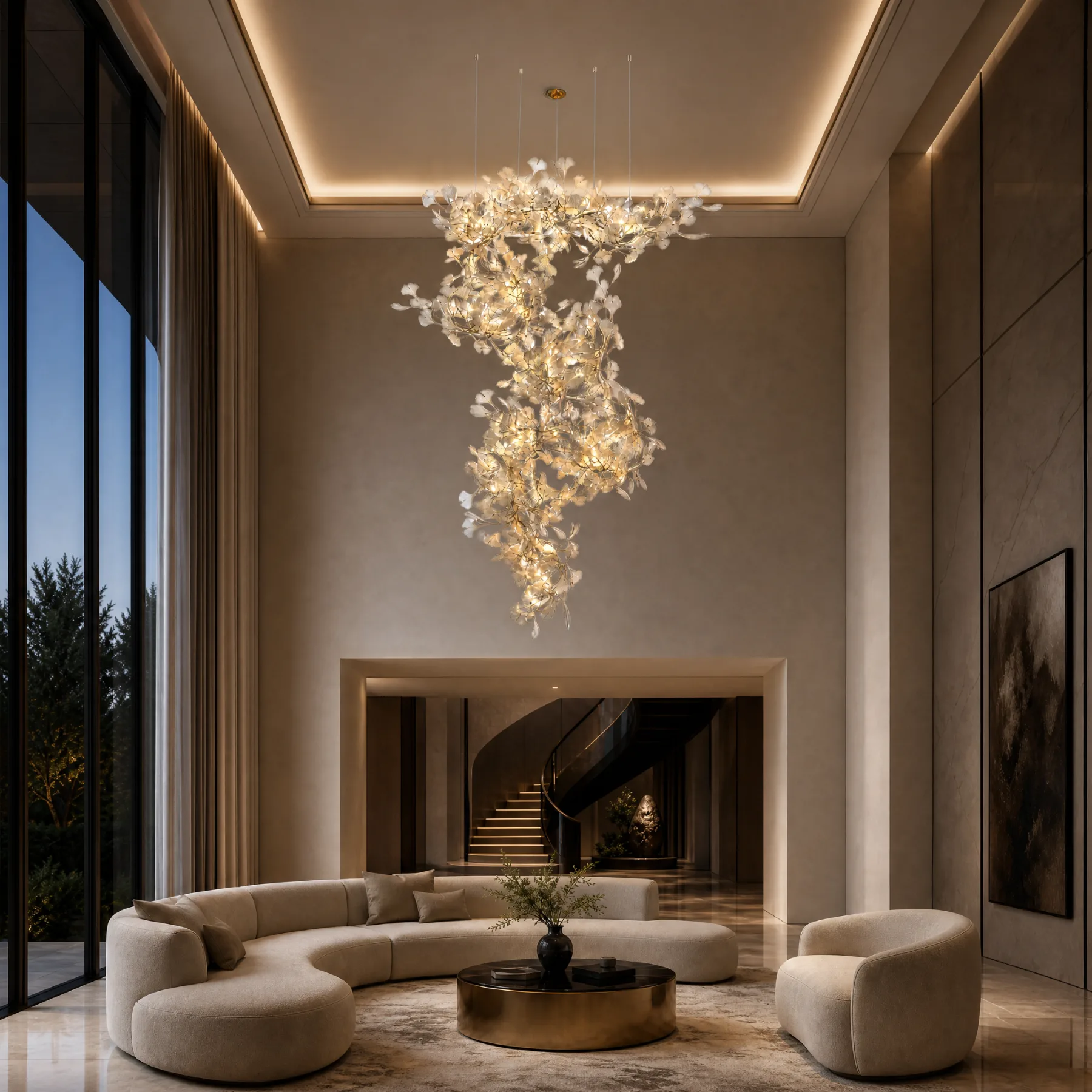 Ethereal Gold Leaf Cascade Chandelier image 4