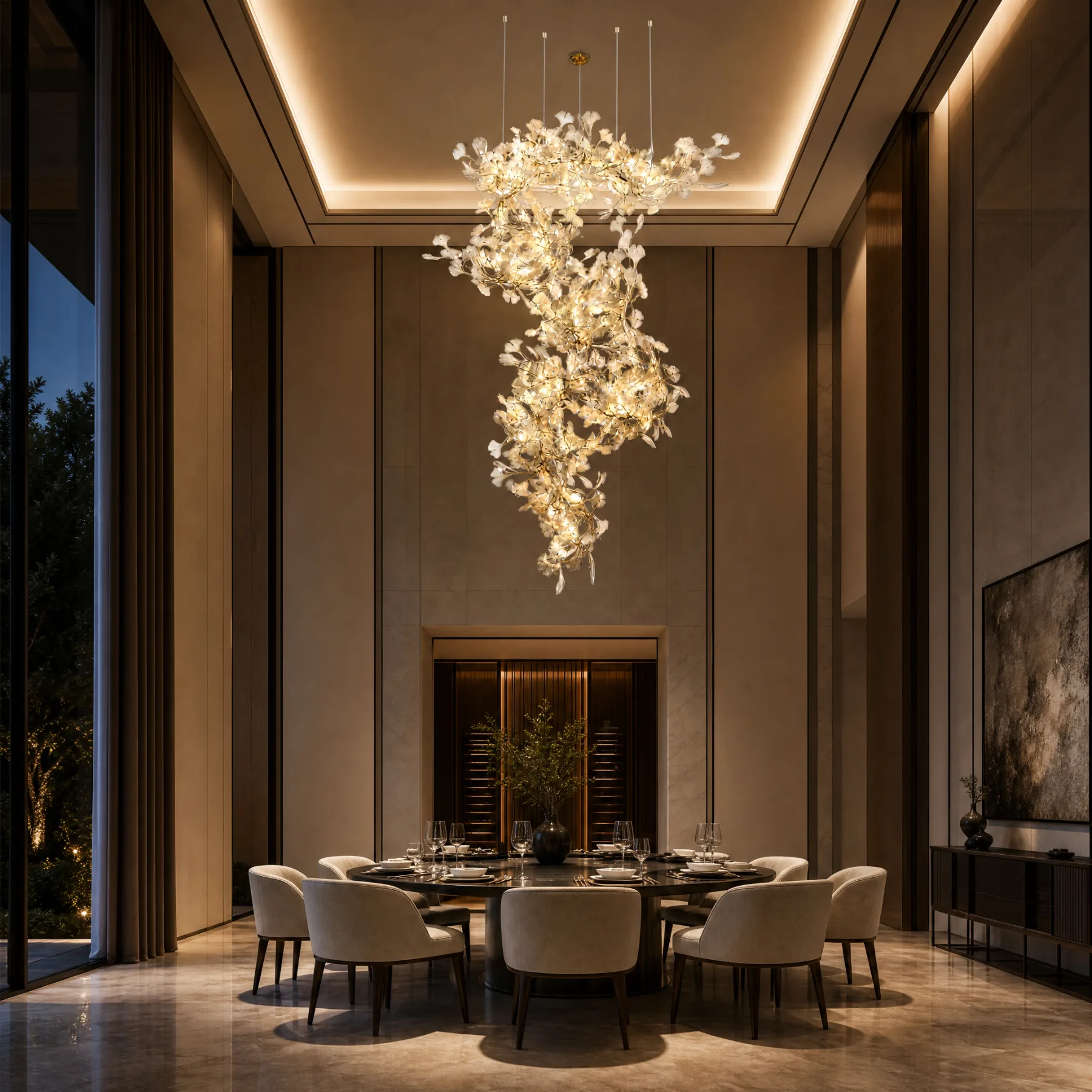 Ethereal Gold Leaf Cascade Chandelier image 5