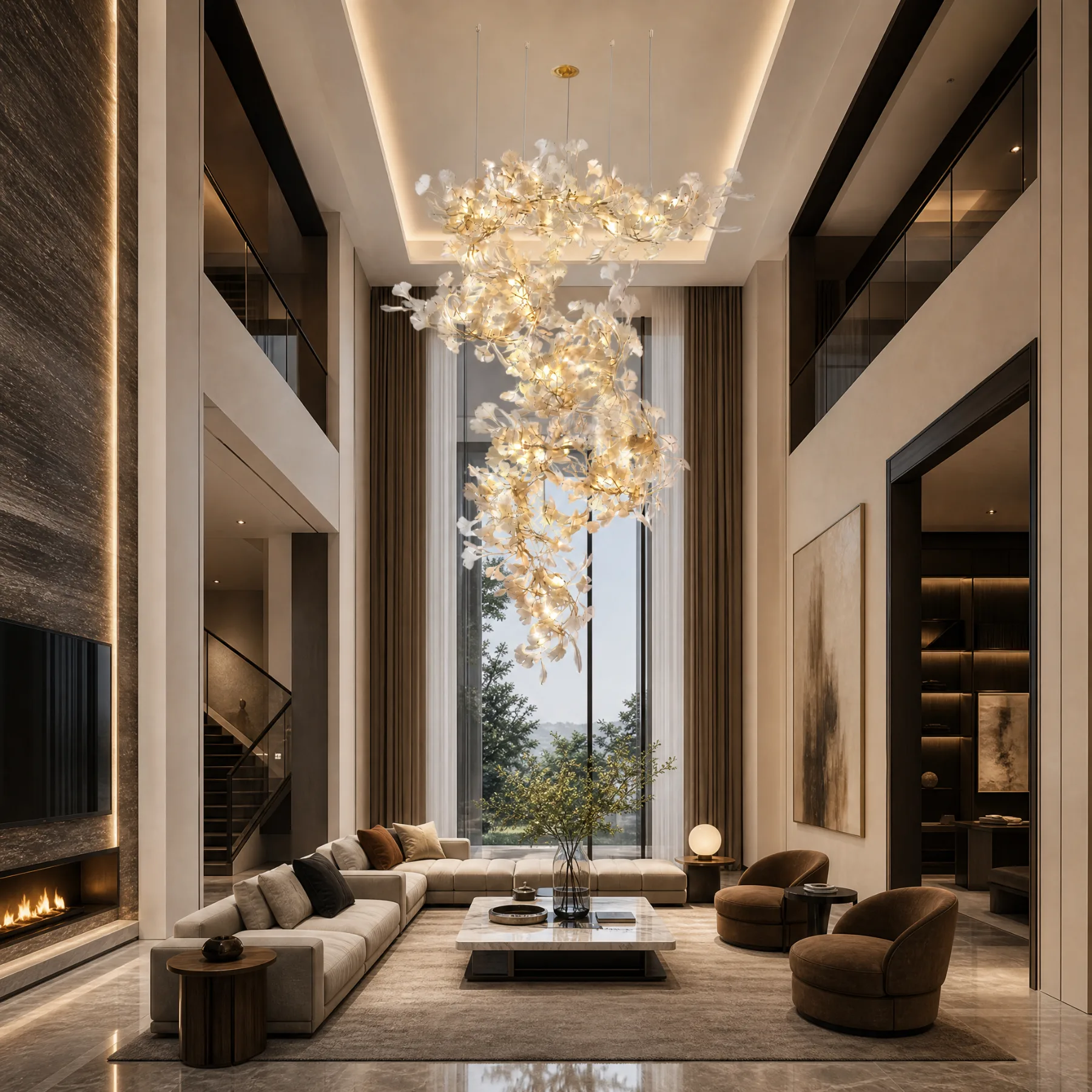 Ethereal Gold Leaf Cascade Chandelier image 6