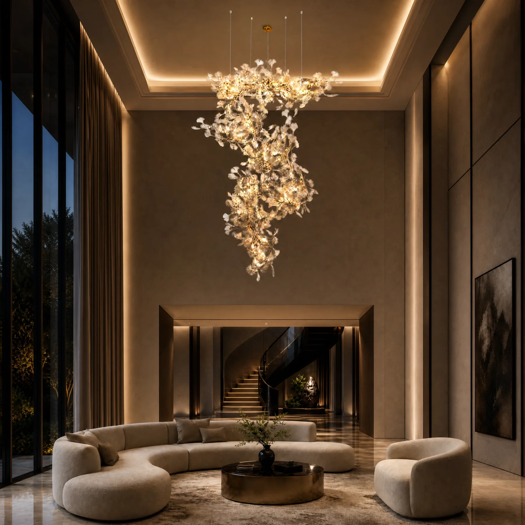 Ethereal Gold Leaf Cascade Chandelier image 7