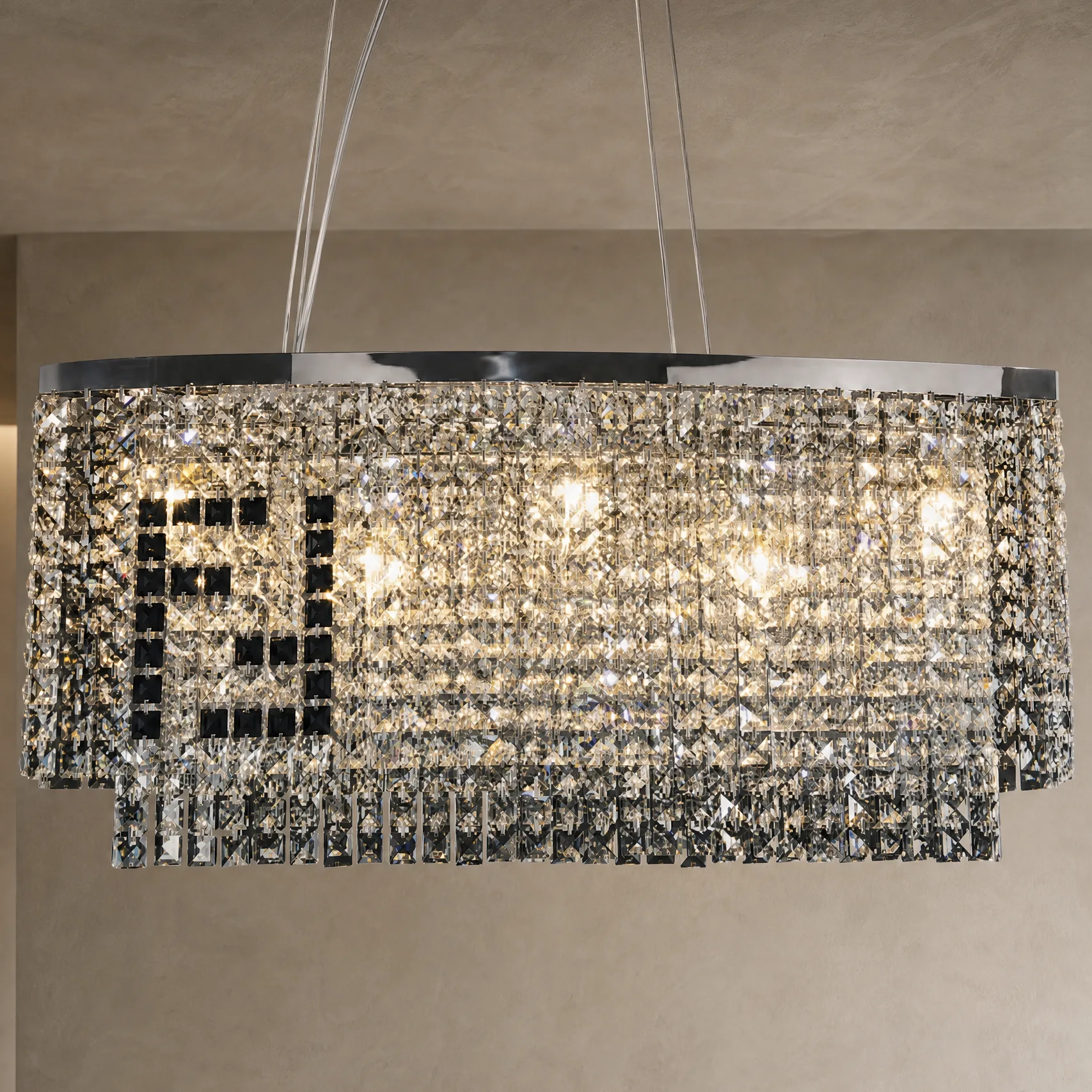 Lustrous Crystal Rectangular Chandelier custom chandeliers