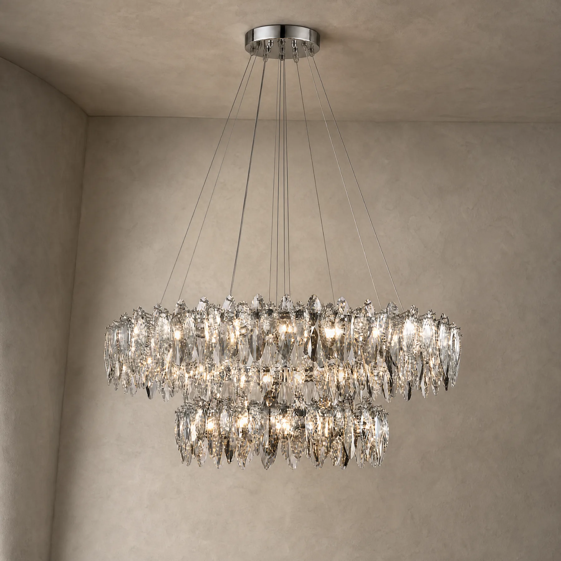 Gleaming Crystal Tiered Chandelier custom chandeliers