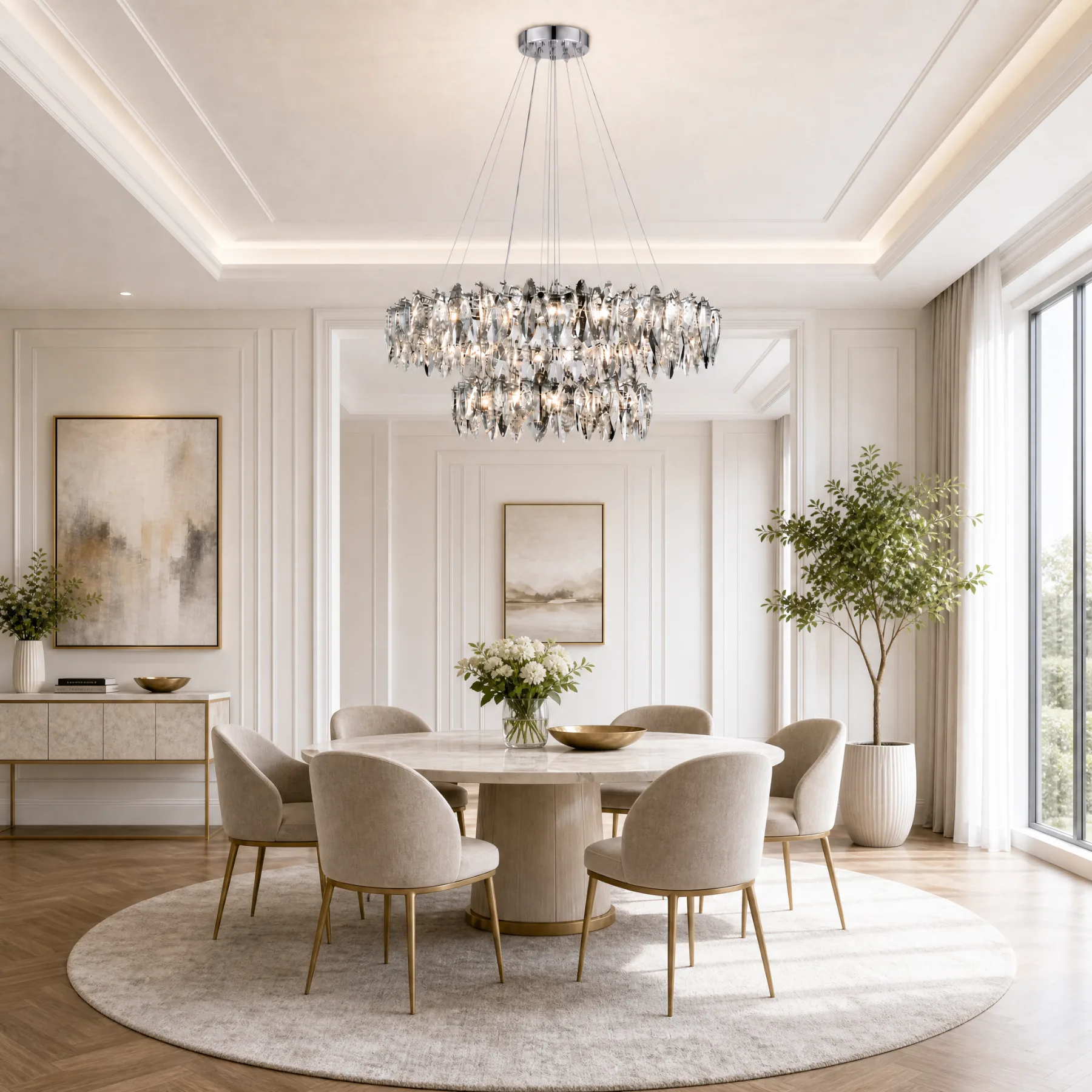 Gleaming Crystal Tiered Chandelier image 7