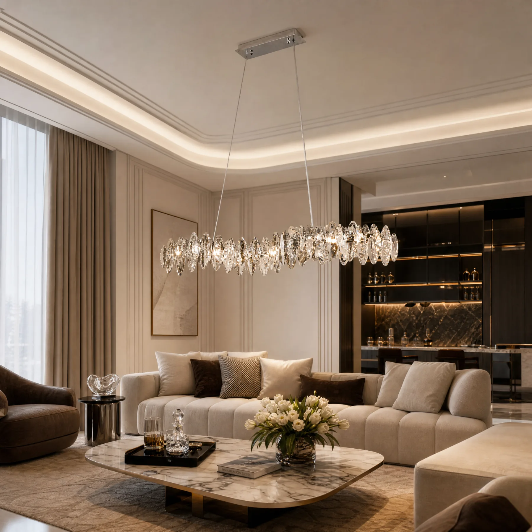 Luminous Crystal Linear Chandelier image 3