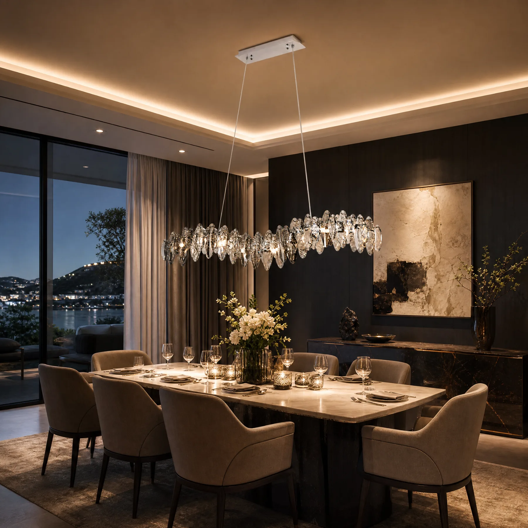 Luminous Crystal Linear Chandelier image 2