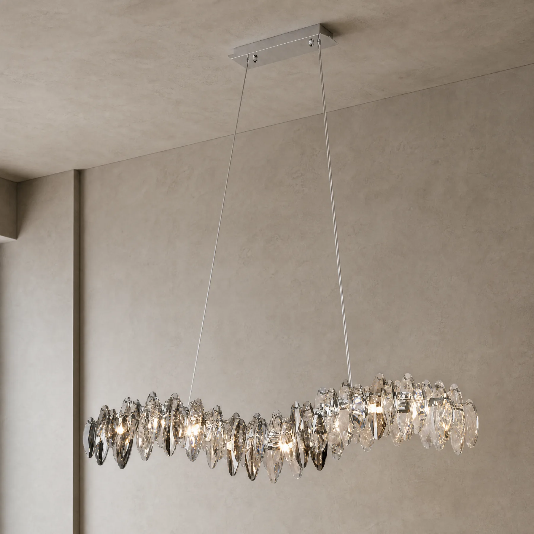 Luminous Crystal Linear Chandelier custom chandeliers