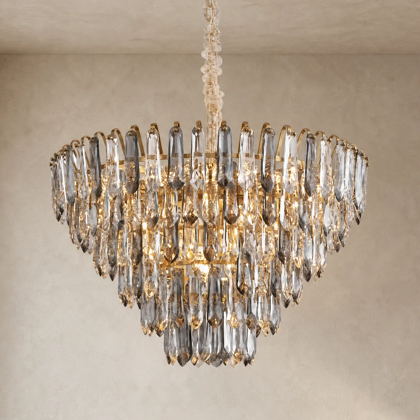 Gilded Crystal Cascade Chandelier custom chandeliers