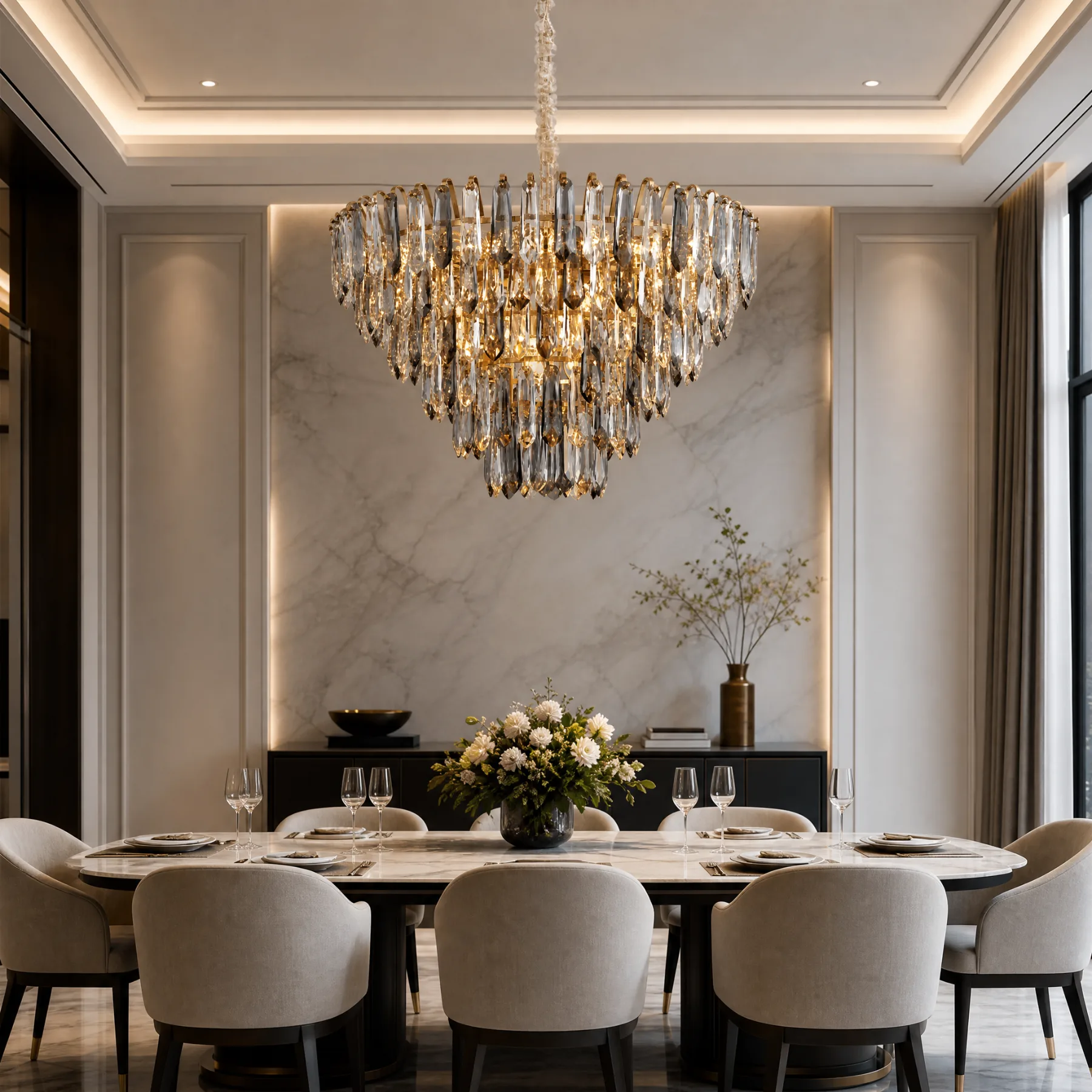 Gilded Crystal Cascade Chandelier image 2