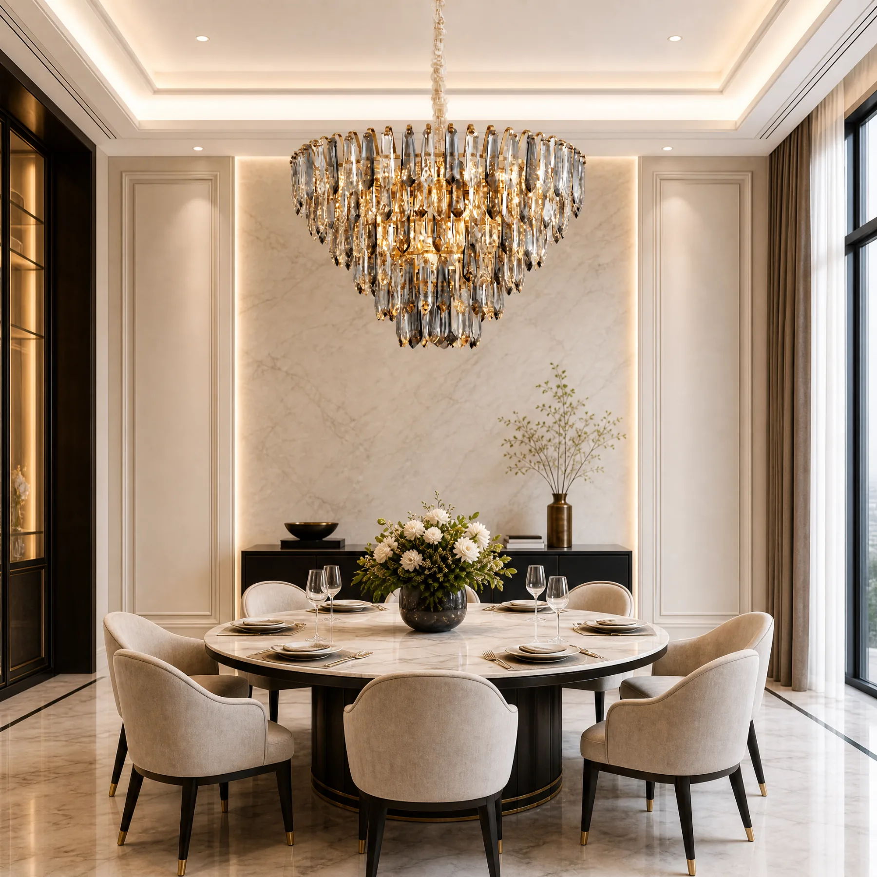 Gilded Crystal Cascade Chandelier image 4
