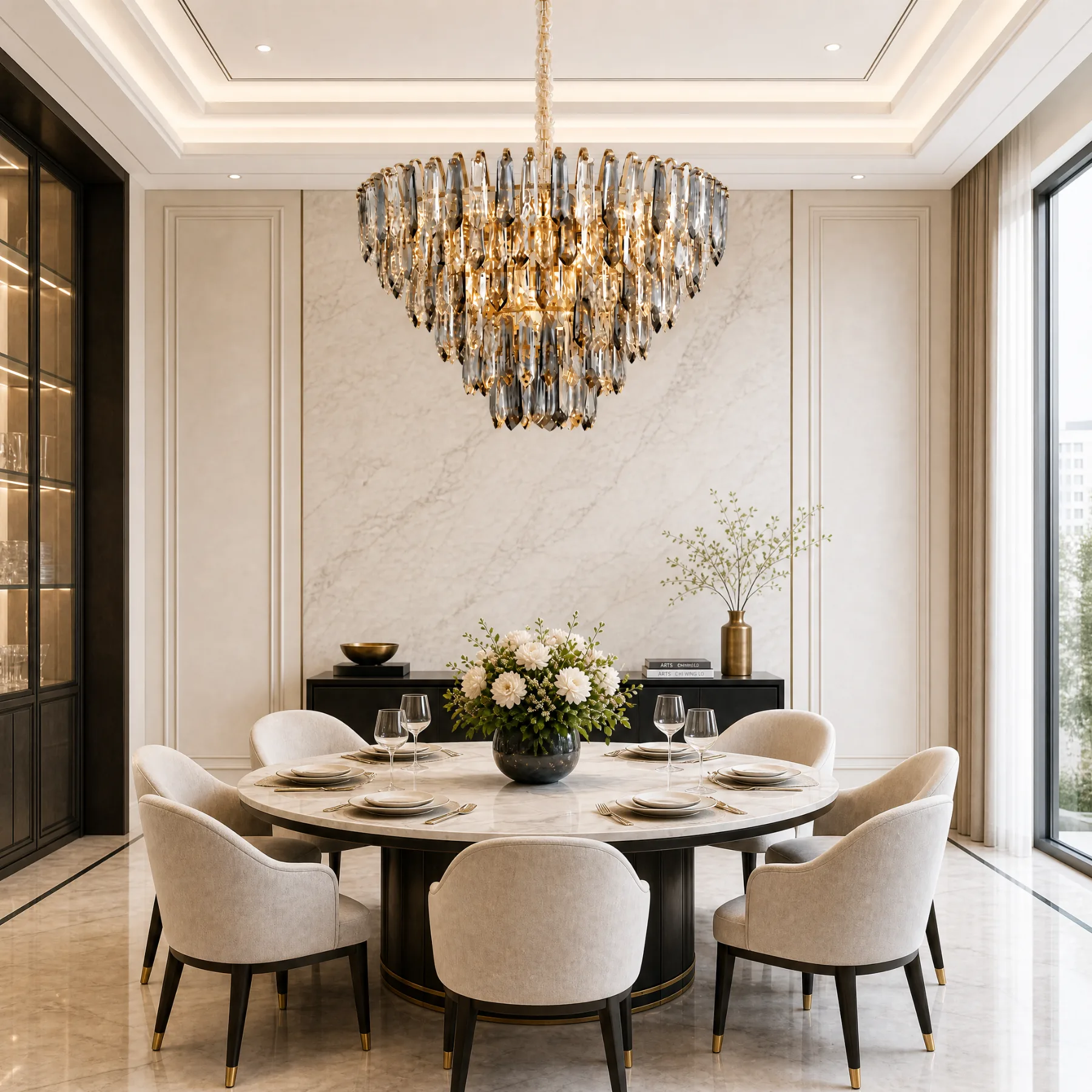 Gilded Crystal Cascade Chandelier image 8