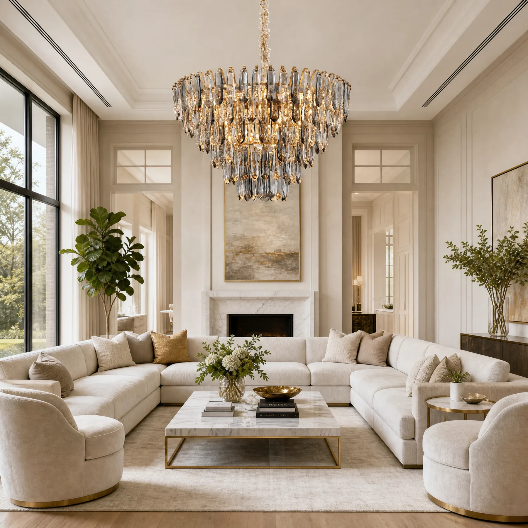 Gilded Crystal Cascade Chandelier image 7