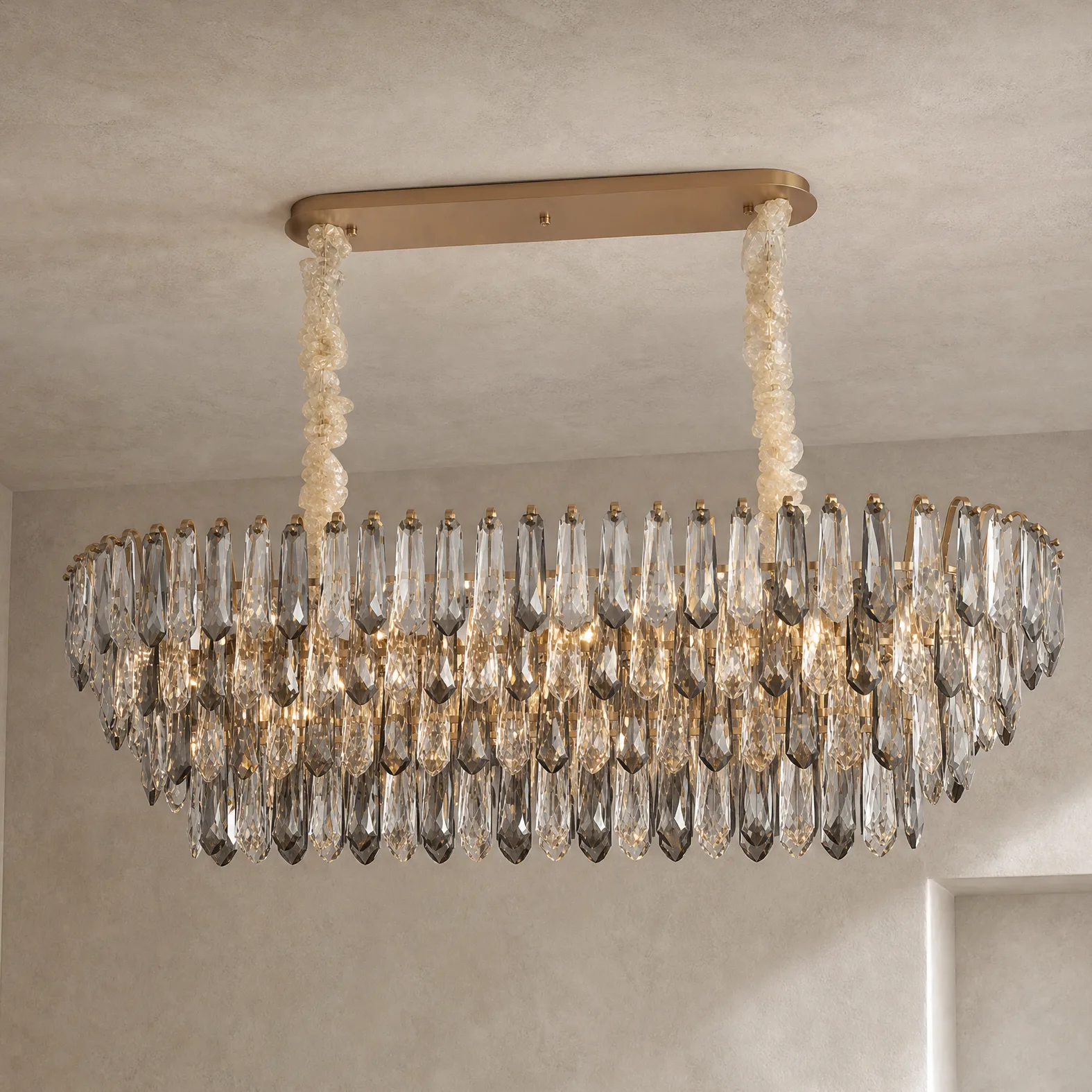 Luminous Crystal Linear Chandelier custom chandeliers