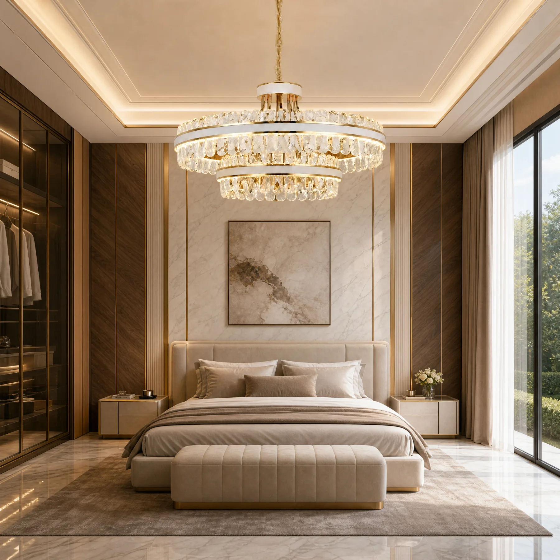 Gilded Crystal Ring Chandelier image 2