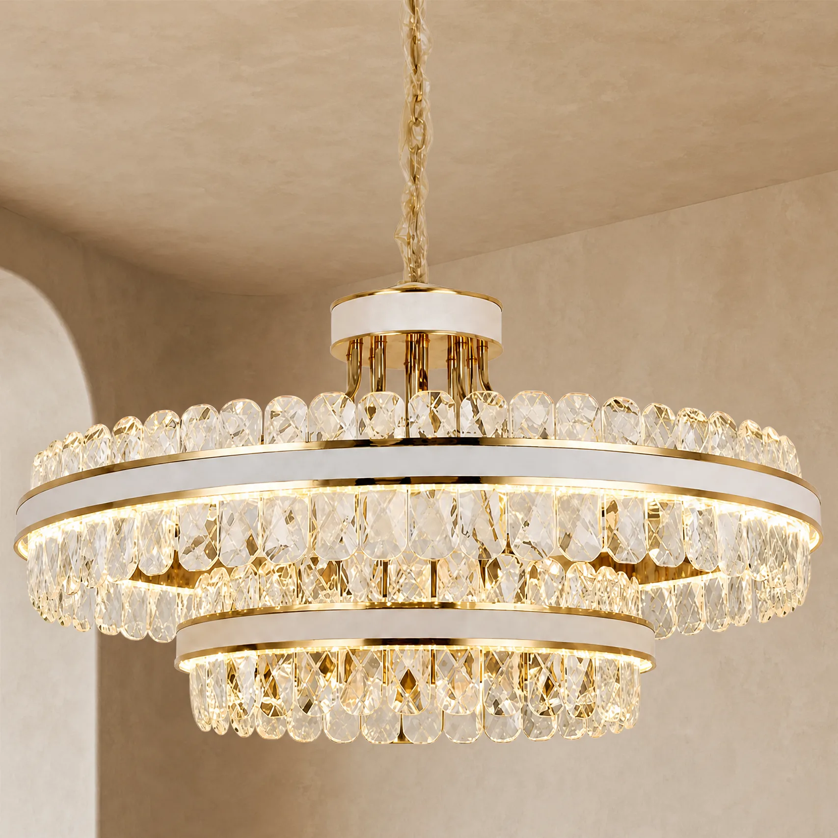 Gilded Crystal Ring Chandelier custom chandeliers