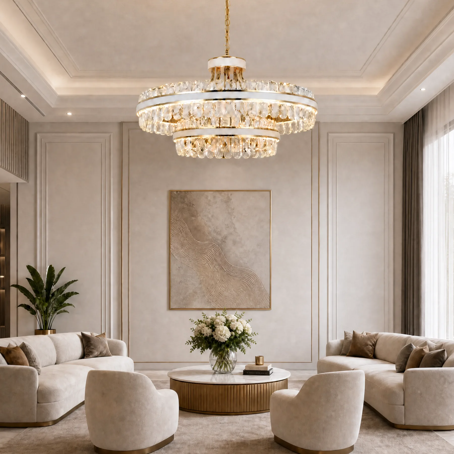 Gilded Crystal Ring Chandelier image 6