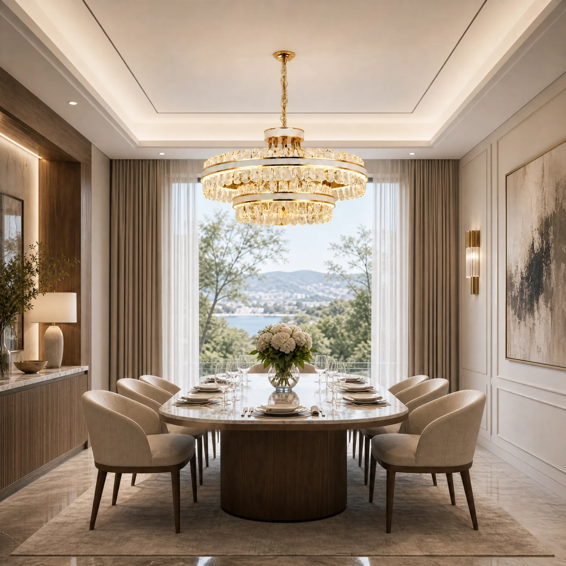 Gilded Crystal Ring Chandelier image 5