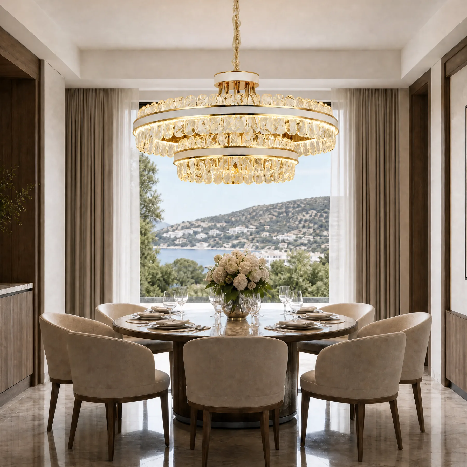 Gilded Crystal Ring Chandelier image 7