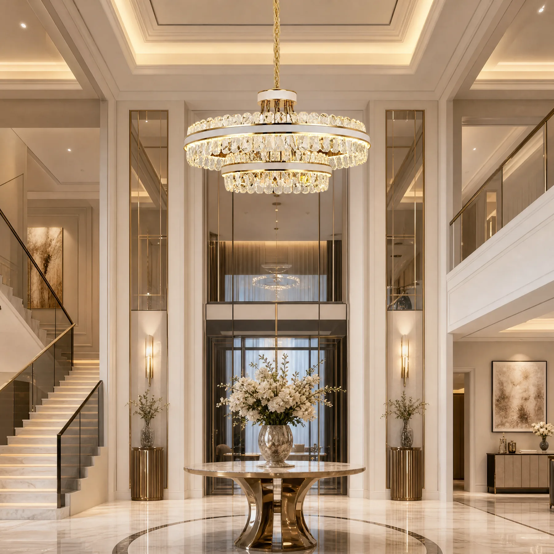 Gilded Crystal Ring Chandelier image 4