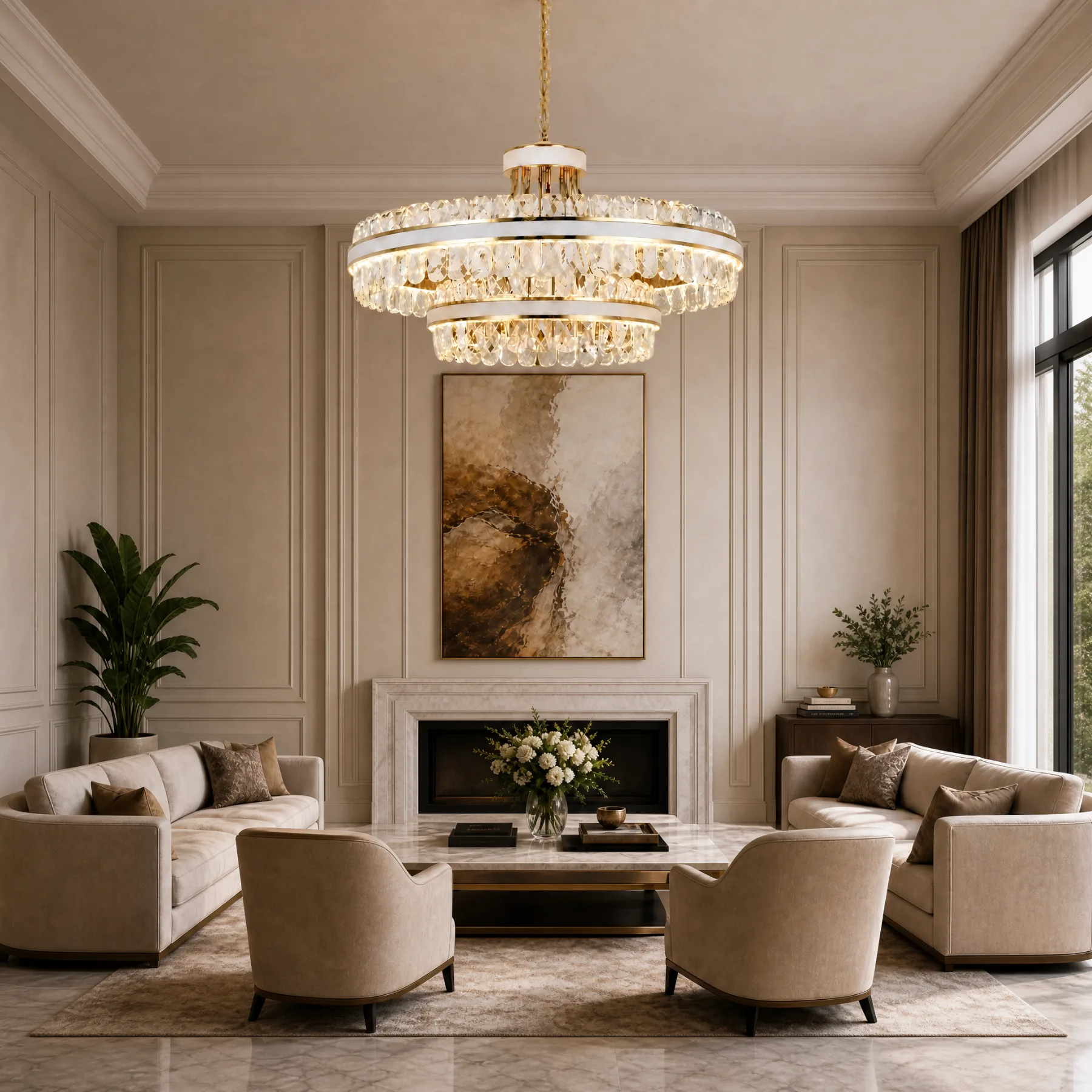 Gilded Crystal Ring Chandelier image 3