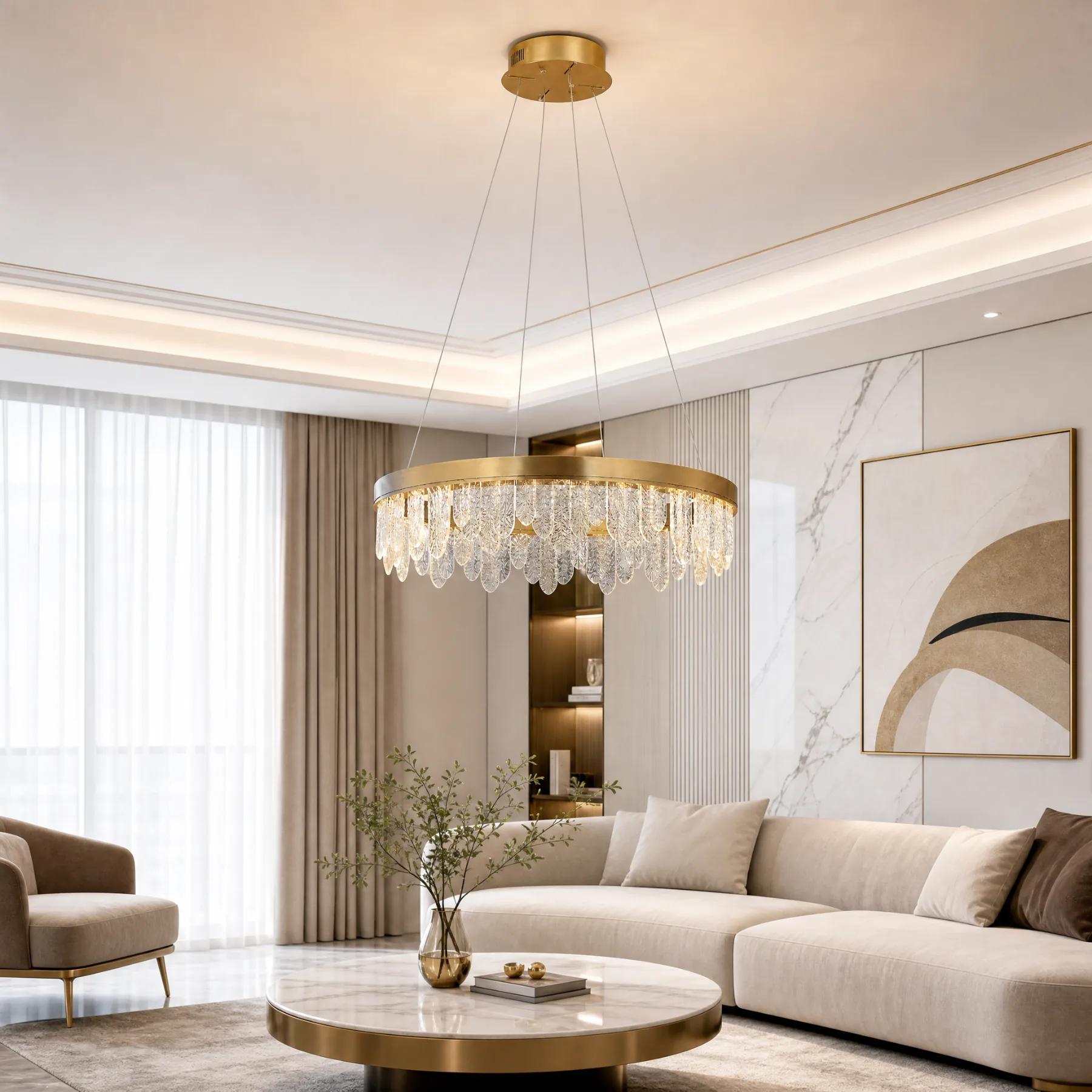 Gilded Crystal Halo Chandelier image 6