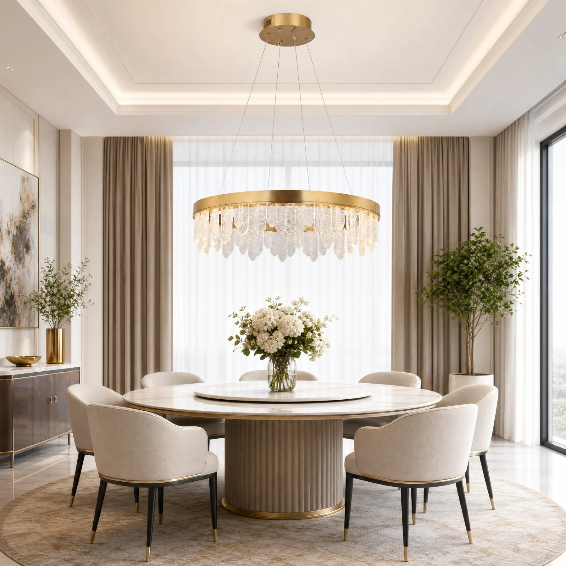 Gilded Crystal Halo Chandelier image 3