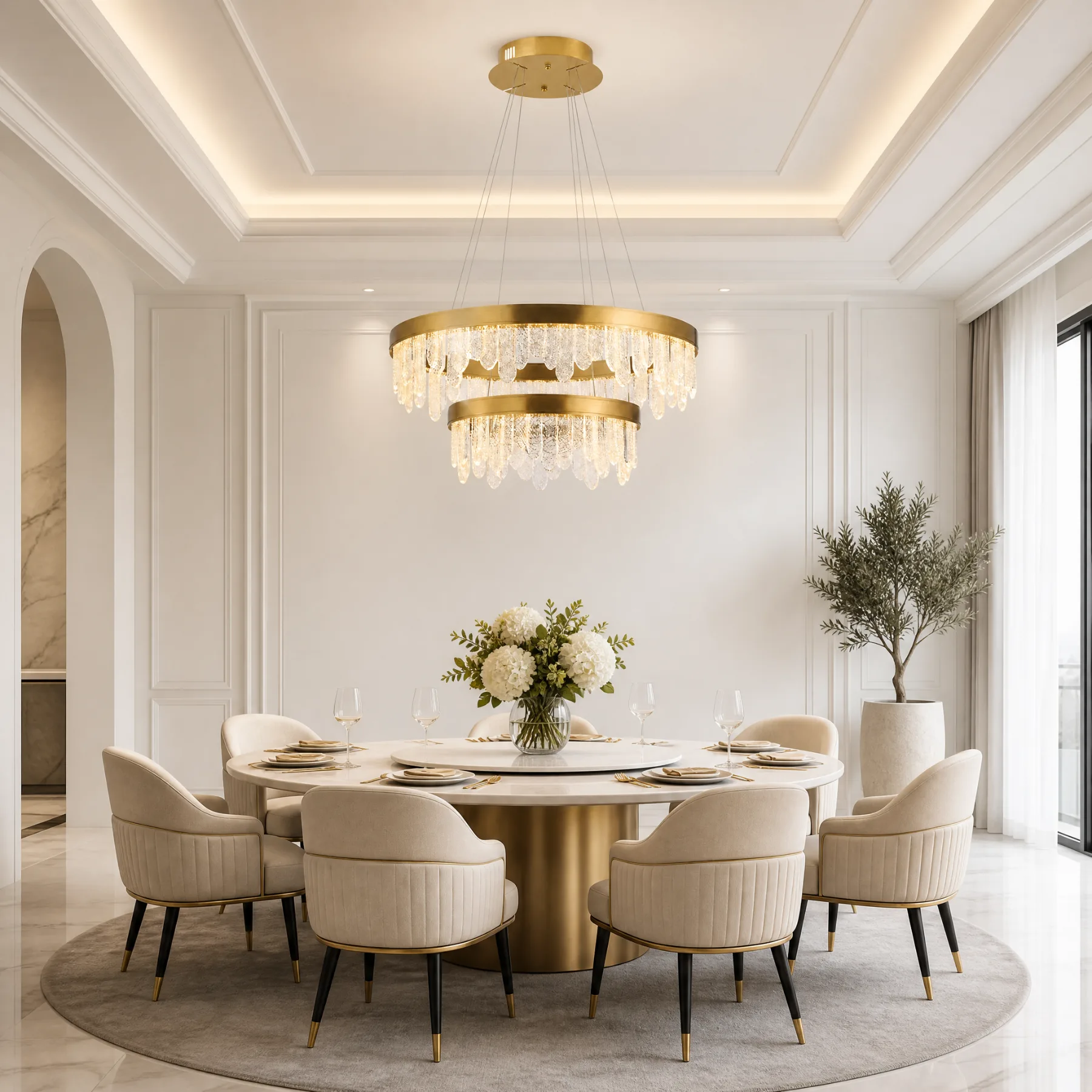 Gilded Crystal Ring Chandelier image 5